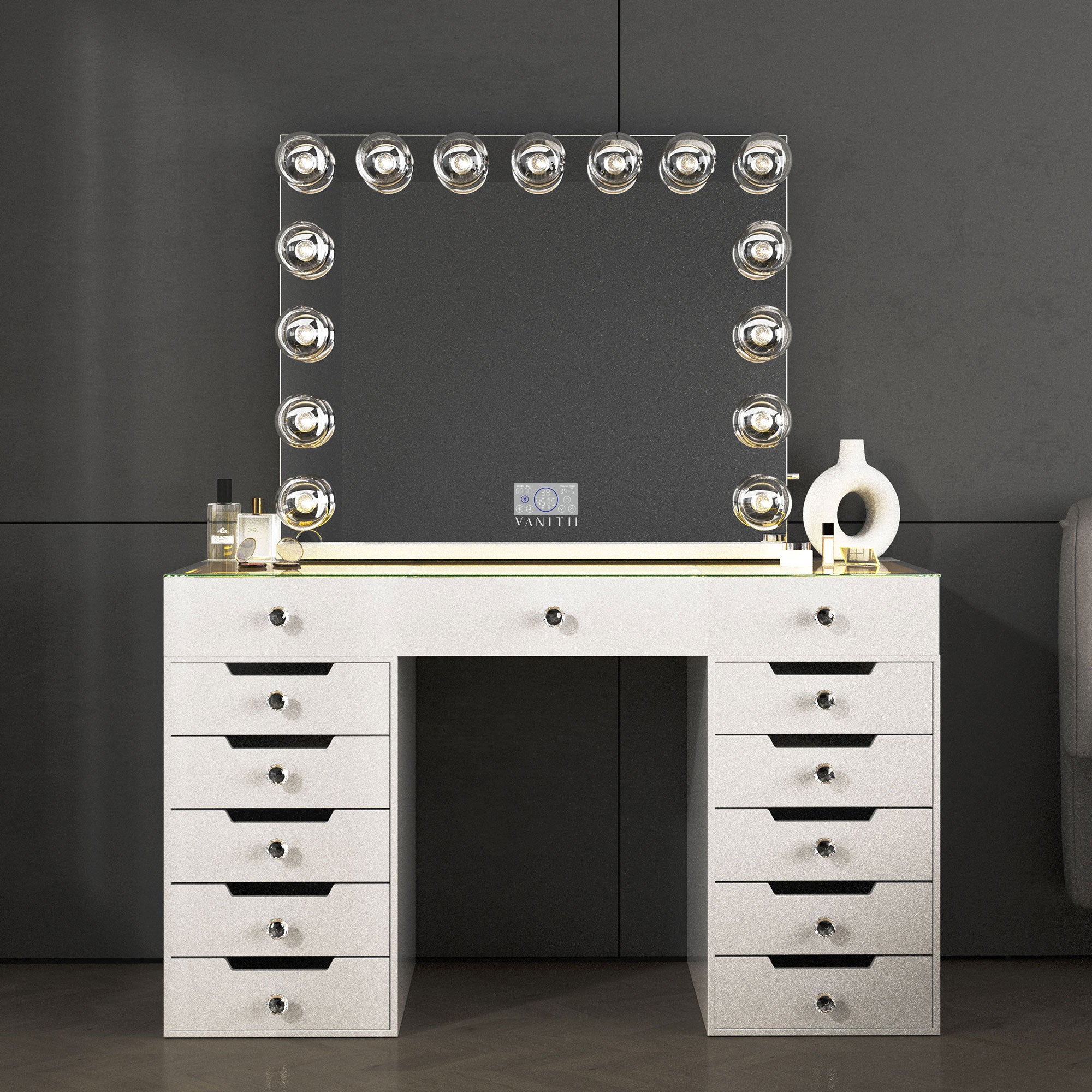 VANITII Marilyn Hollywood Vanity Mirror Pro Max - Tabletop or Wall Mount Vanity Mirror with 15 PCS G95FLM Bulbs