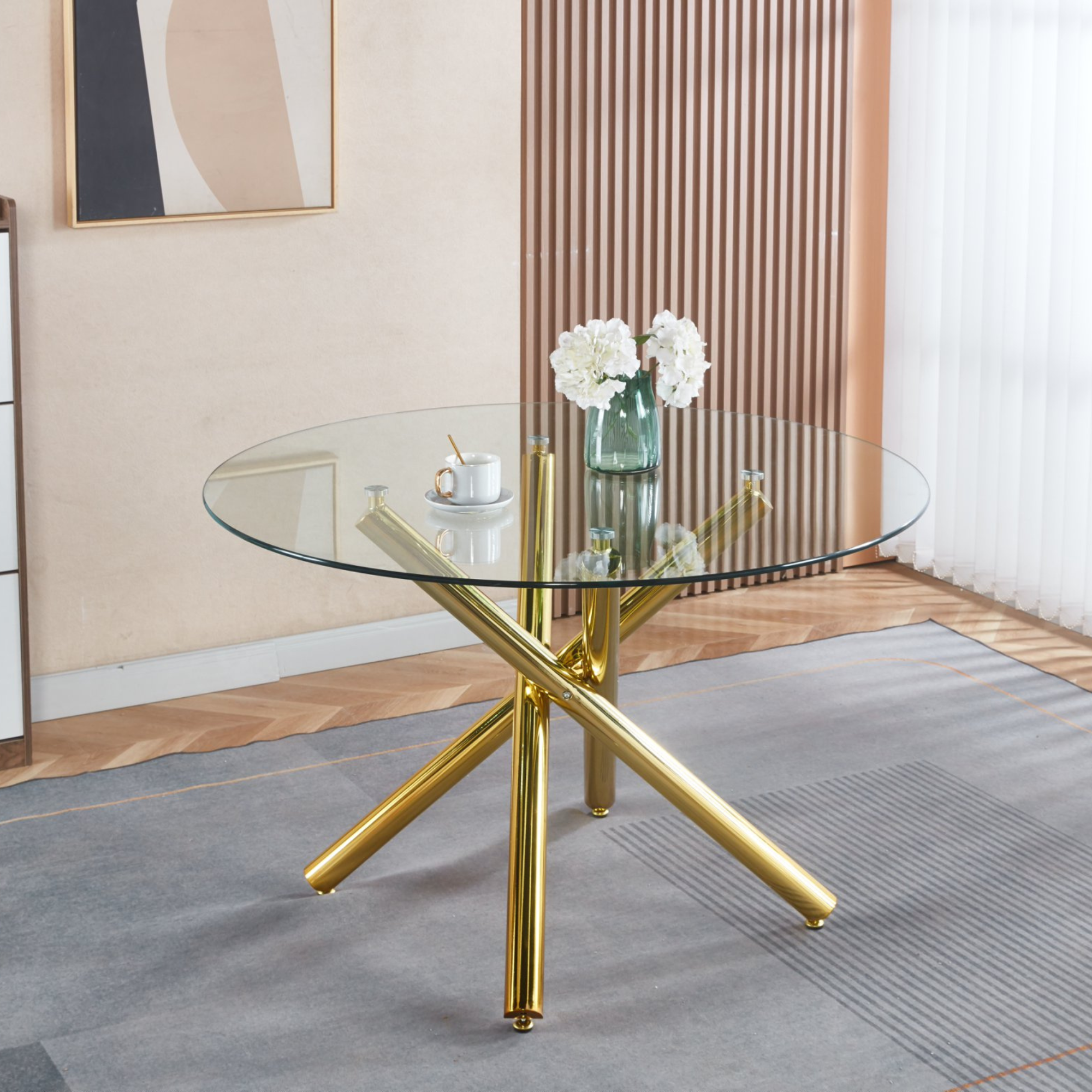 Round Glass Tabletop Dining Table