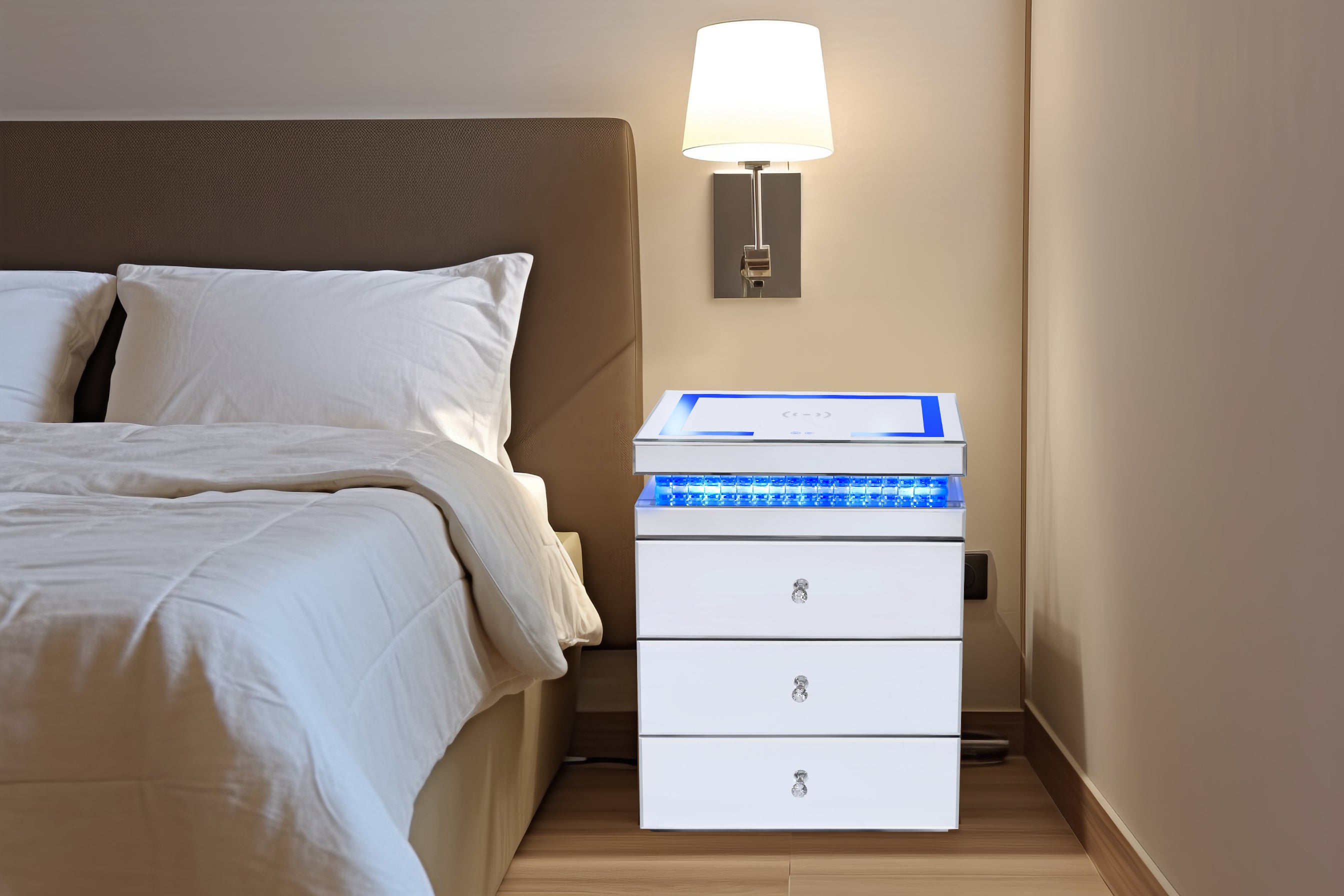 VANITII LED Bedside Table with Wireless Charger
