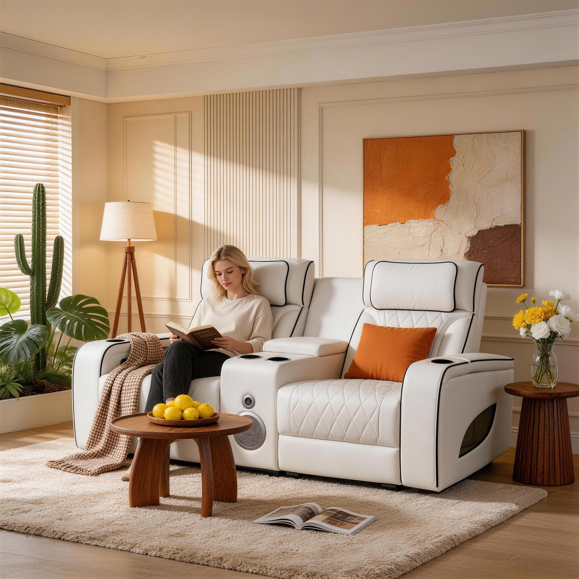Jessie White Power Recliner 2-seater Loveseat