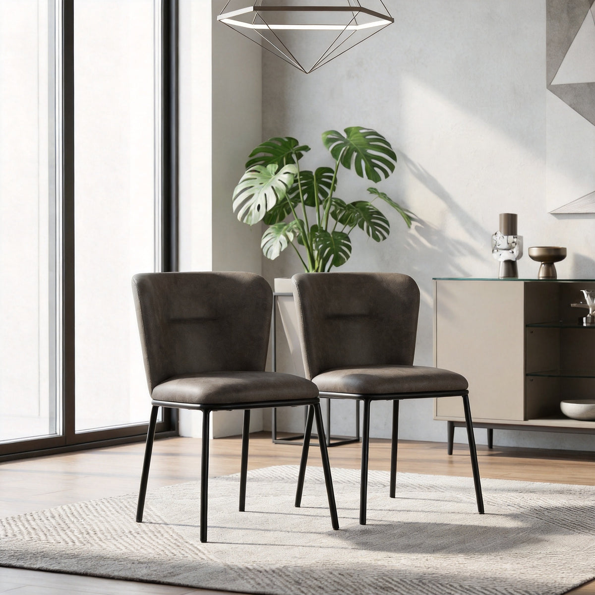 Fabric Upholstered Dining Room Chair with Curved Back，2PCS/CTN