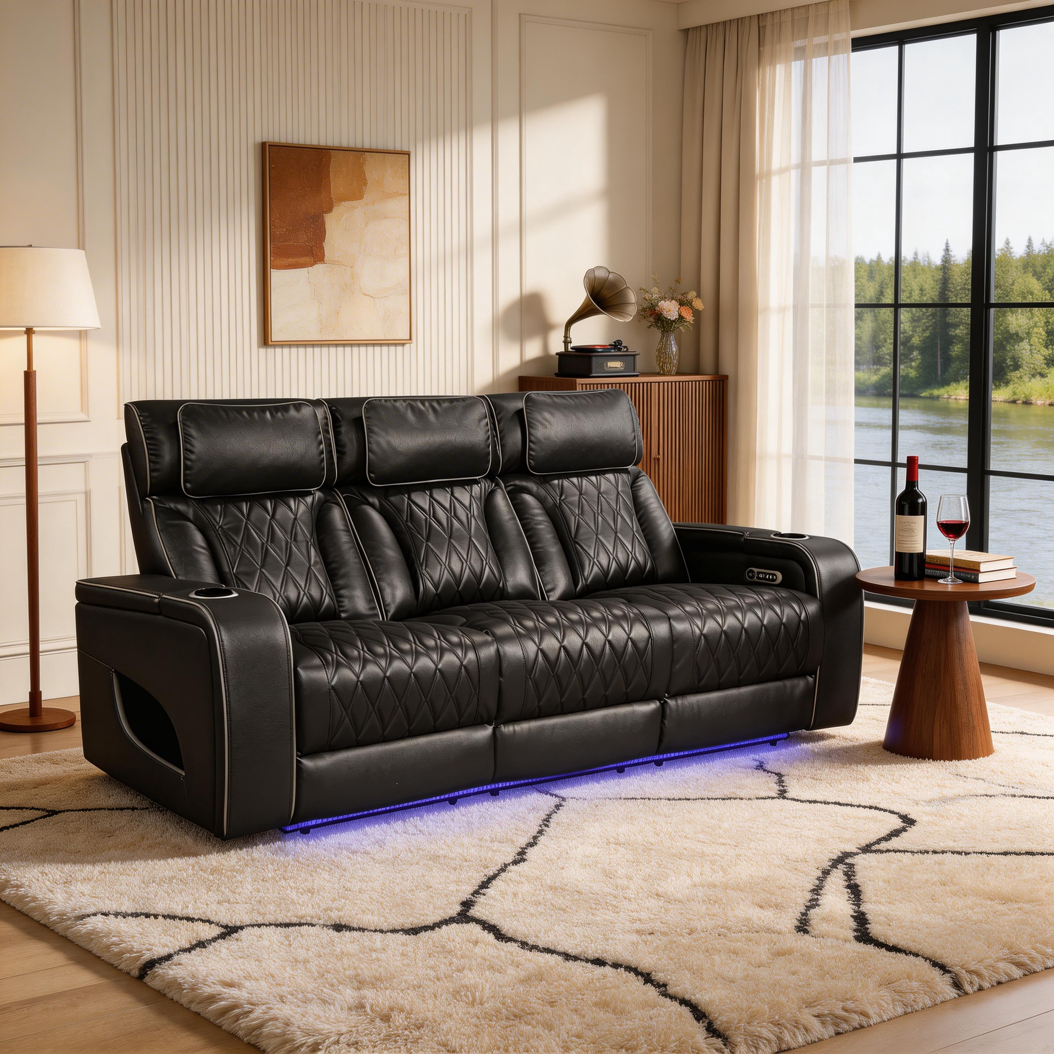 Jessie Power Recliner Black 3-seater Sofa
