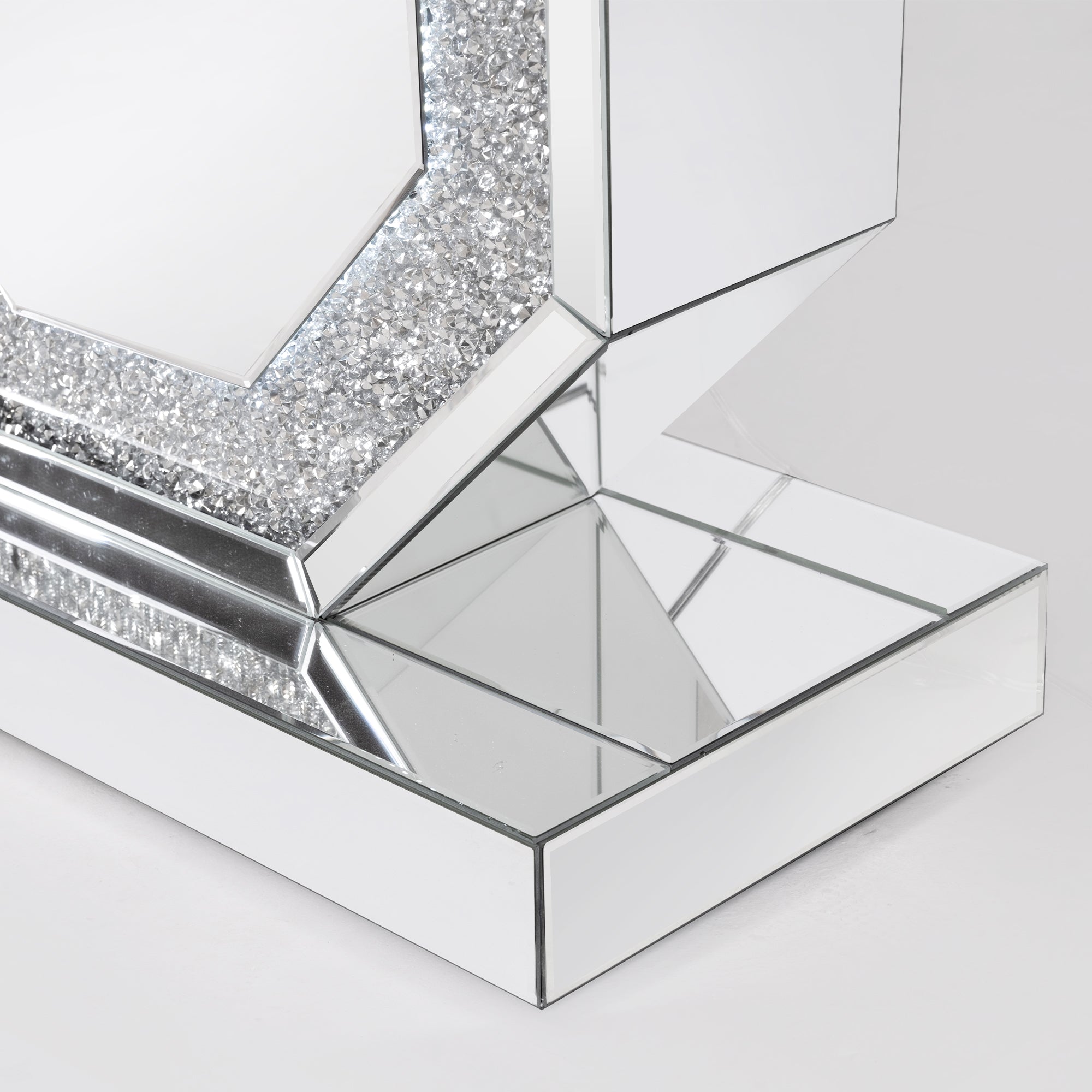 VANITII Crushed Diamonds LED Mirrored Console Table