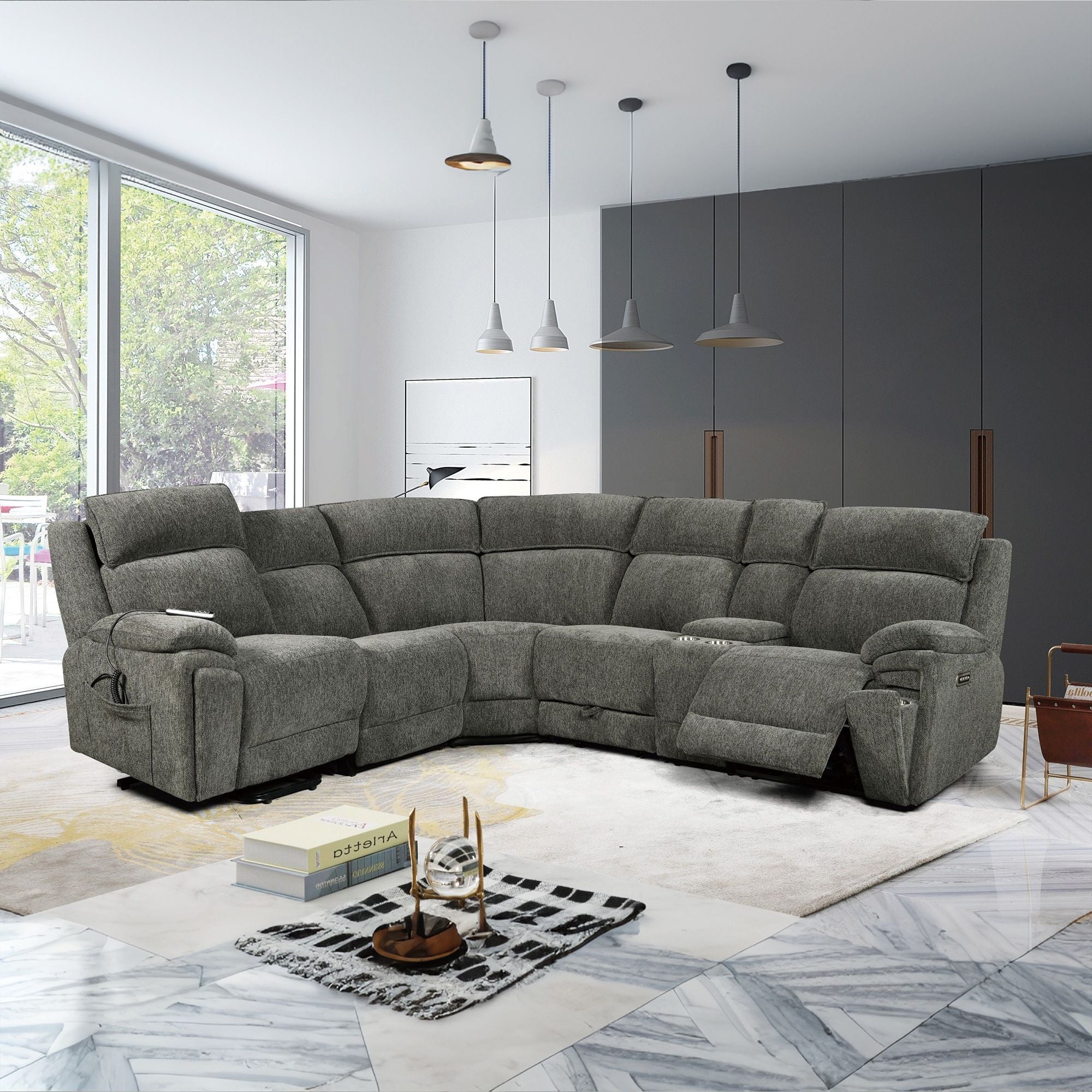 Power Recliner Sectional Fabric Sofa MC3020 Gray