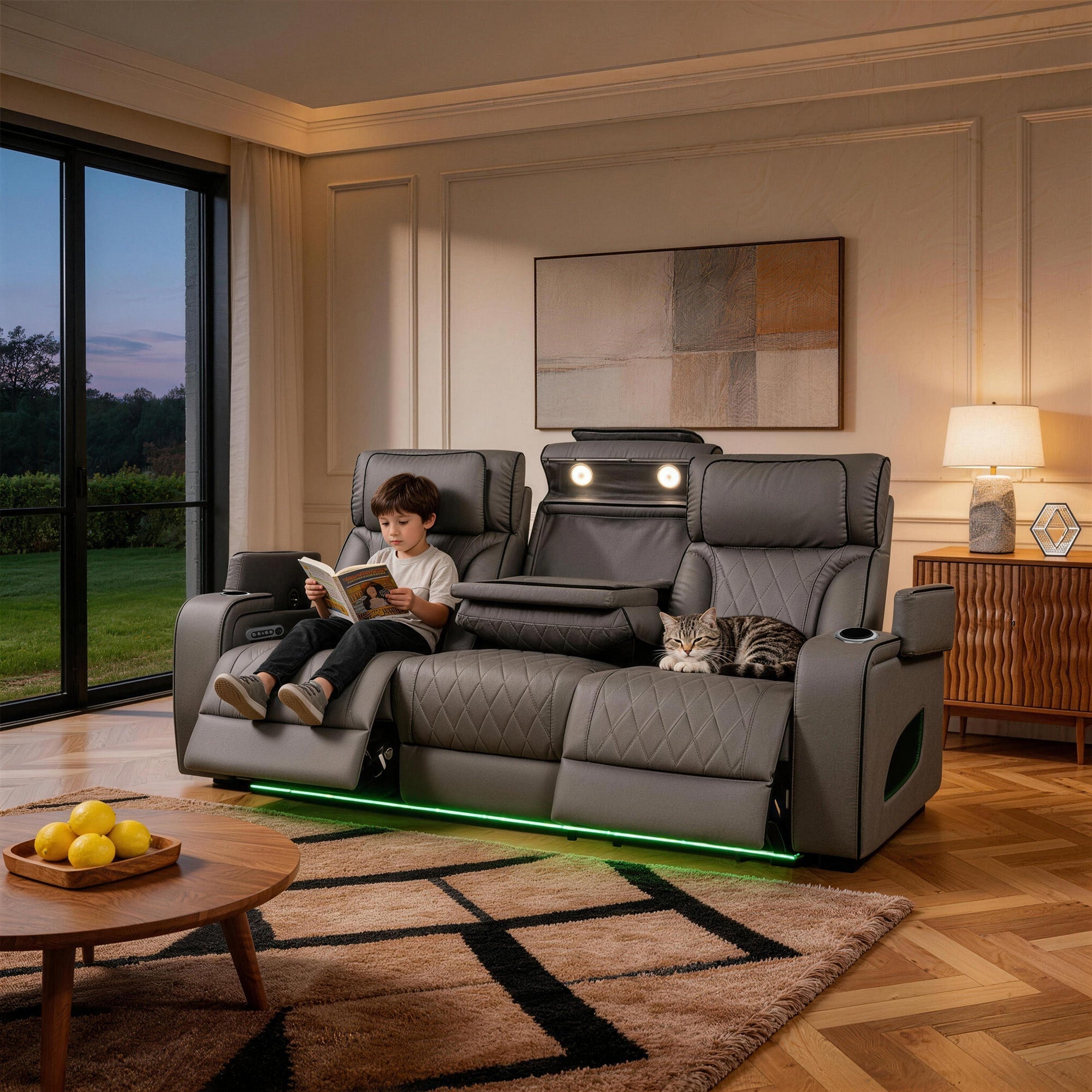 Jessie Power Recliner Gray 3-seater Sofa