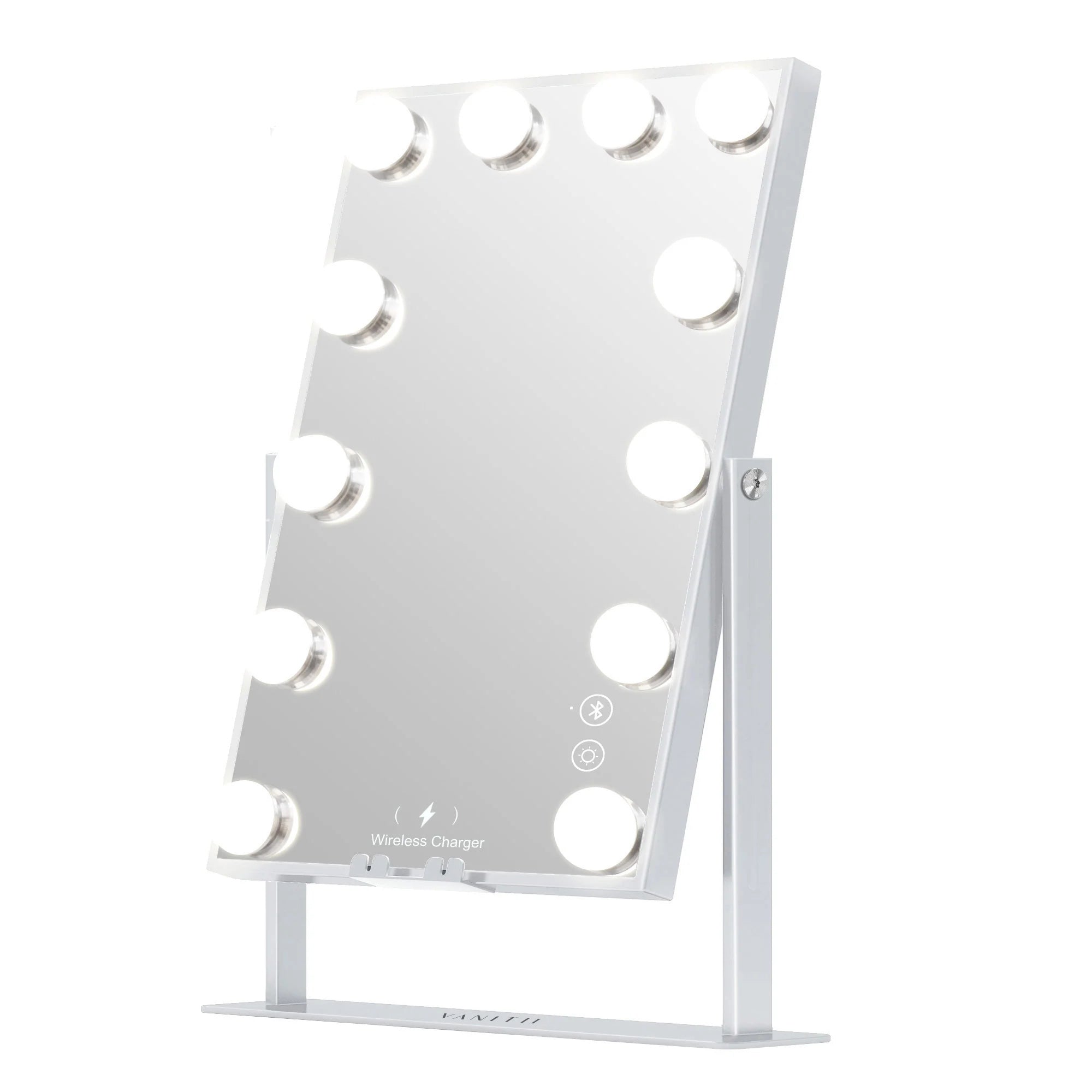 VANITII Hathaway Hollywood Slim Vanity Mirror with Wireless Charging & 12 Dimmable LED Bulbs