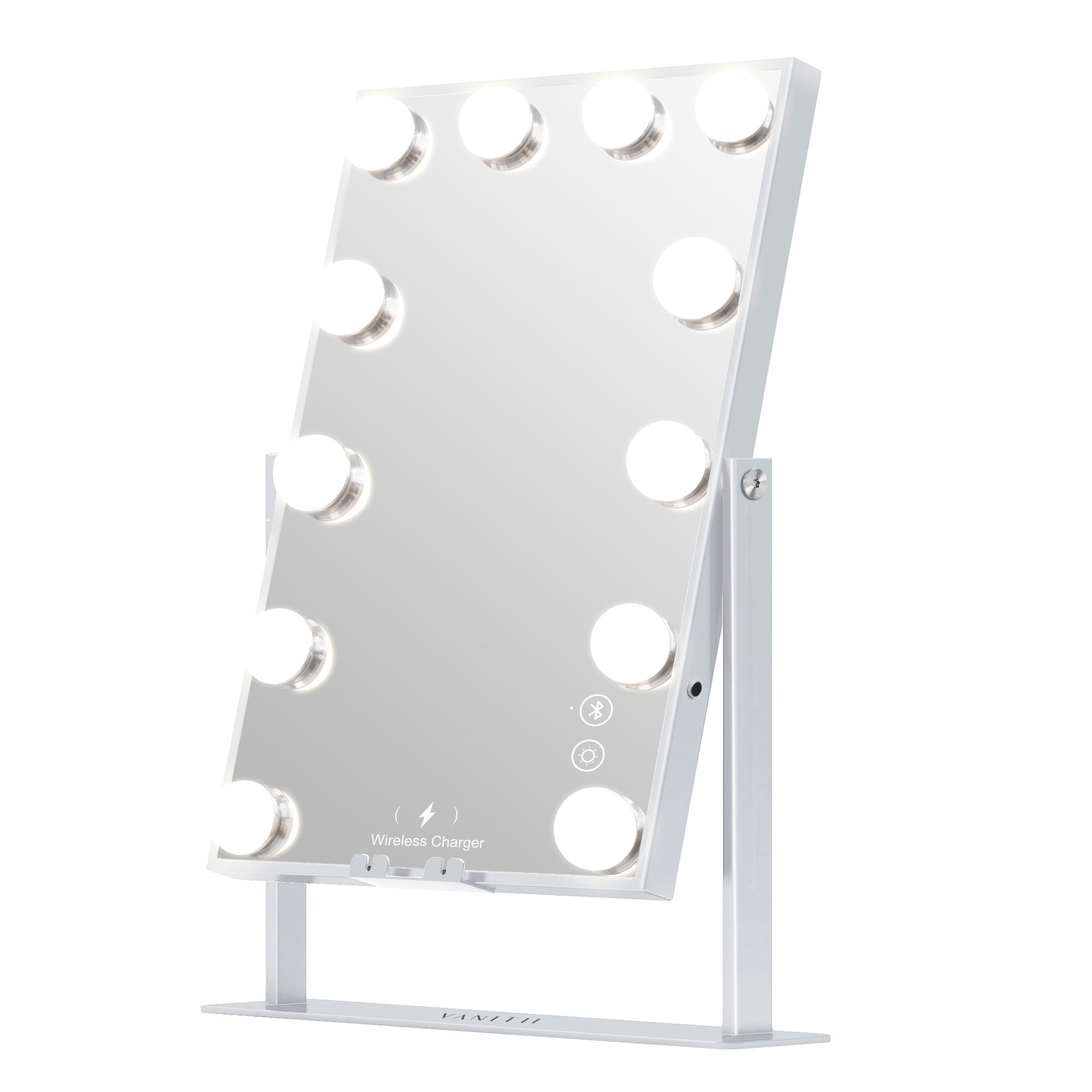 VANITII Hathaway Hollywood Slim Vanity Mirror with Wireless Charging L - 12 Dimmable LED Bulbs