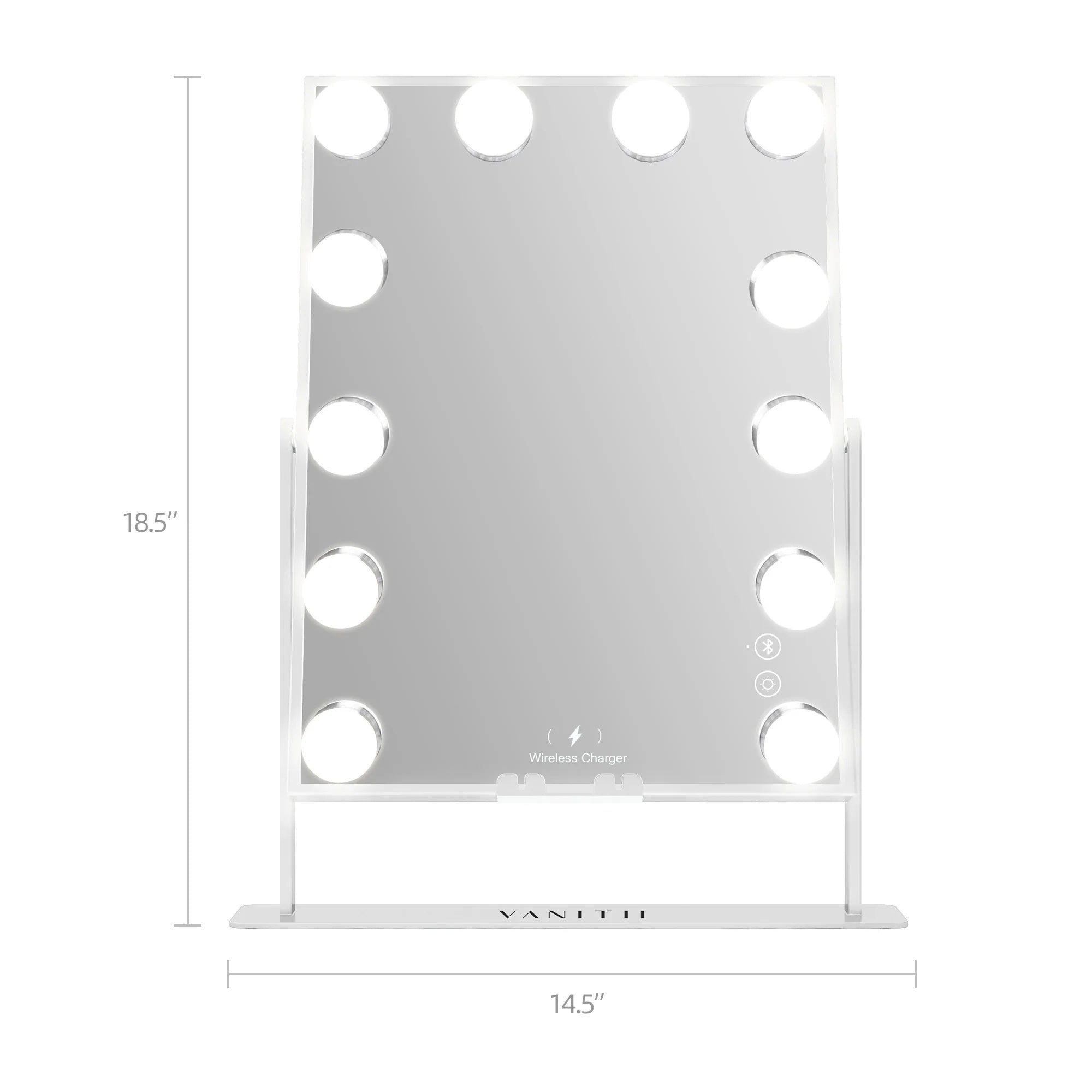 VANITII Hathaway Hollywood Slim Vanity Mirror with Wireless Charging & 12 Dimmable LED Bulbs