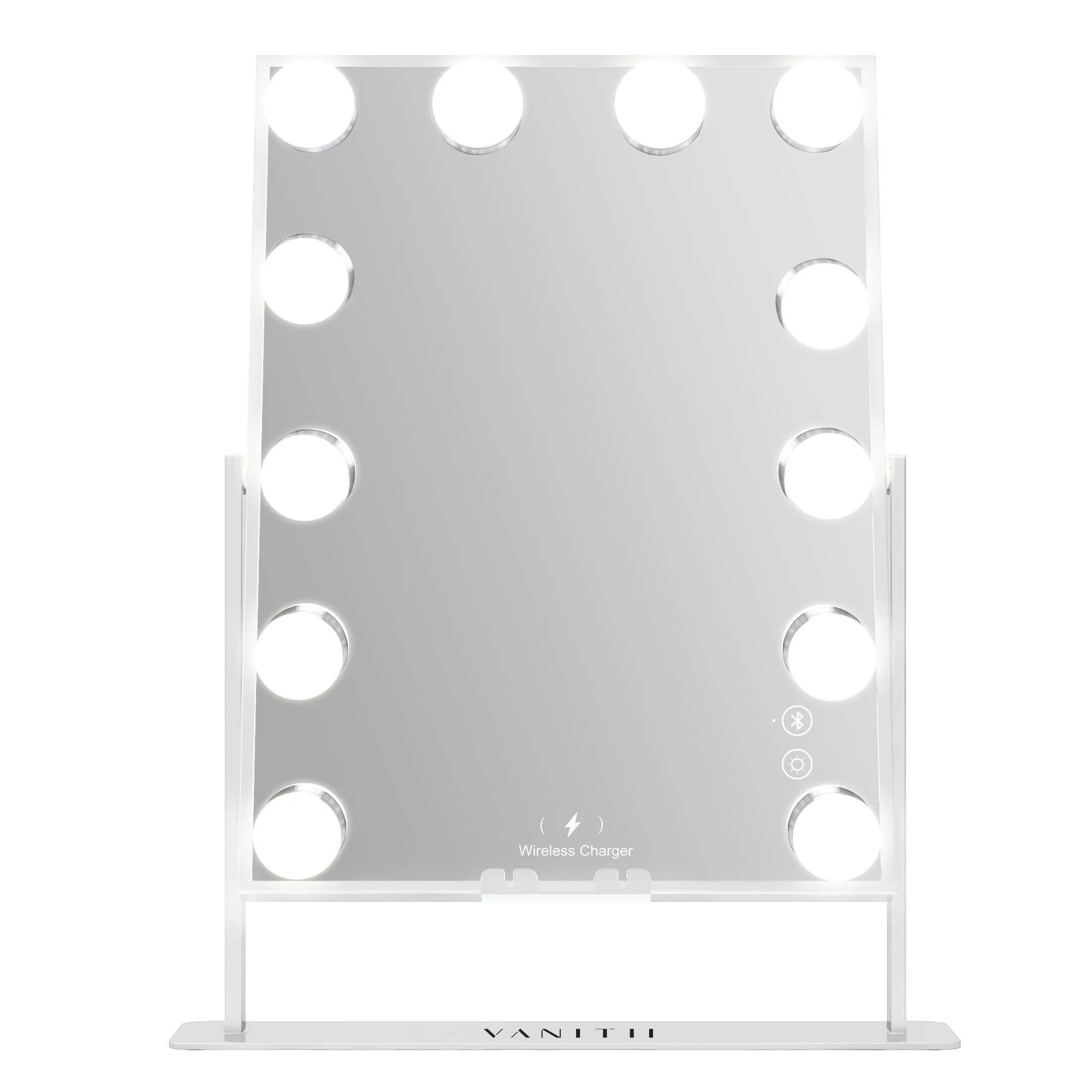 VANITII Hathaway Hollywood Slim Vanity Mirror with Wireless Charging & 12 Dimmable LED Bulbs