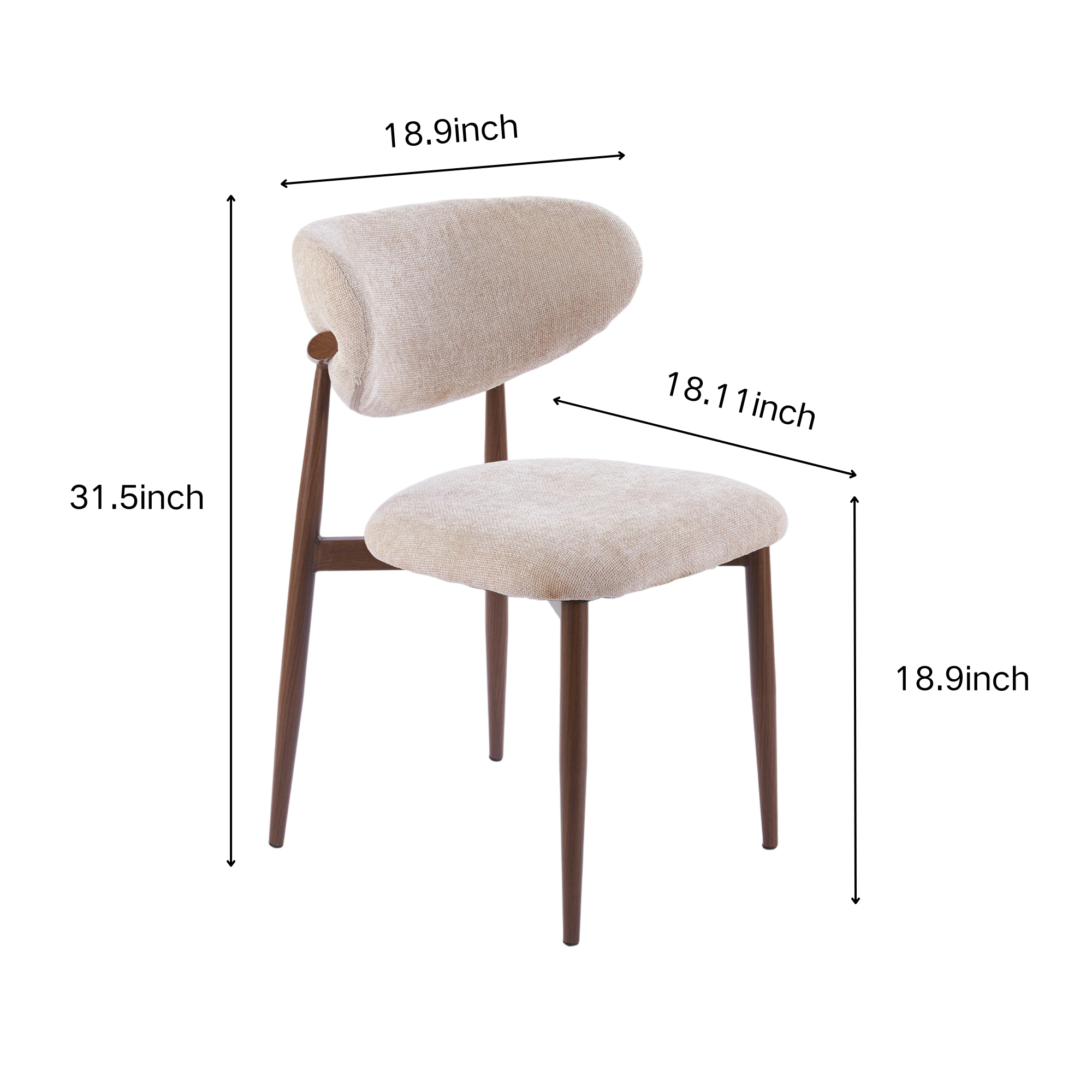 Steel Legs with Wood Grain Transfer Print Dining Chair