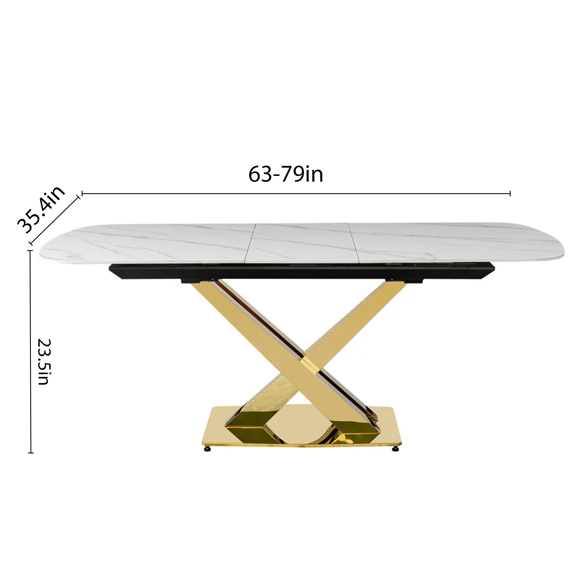 Extendable table with sintered stone top