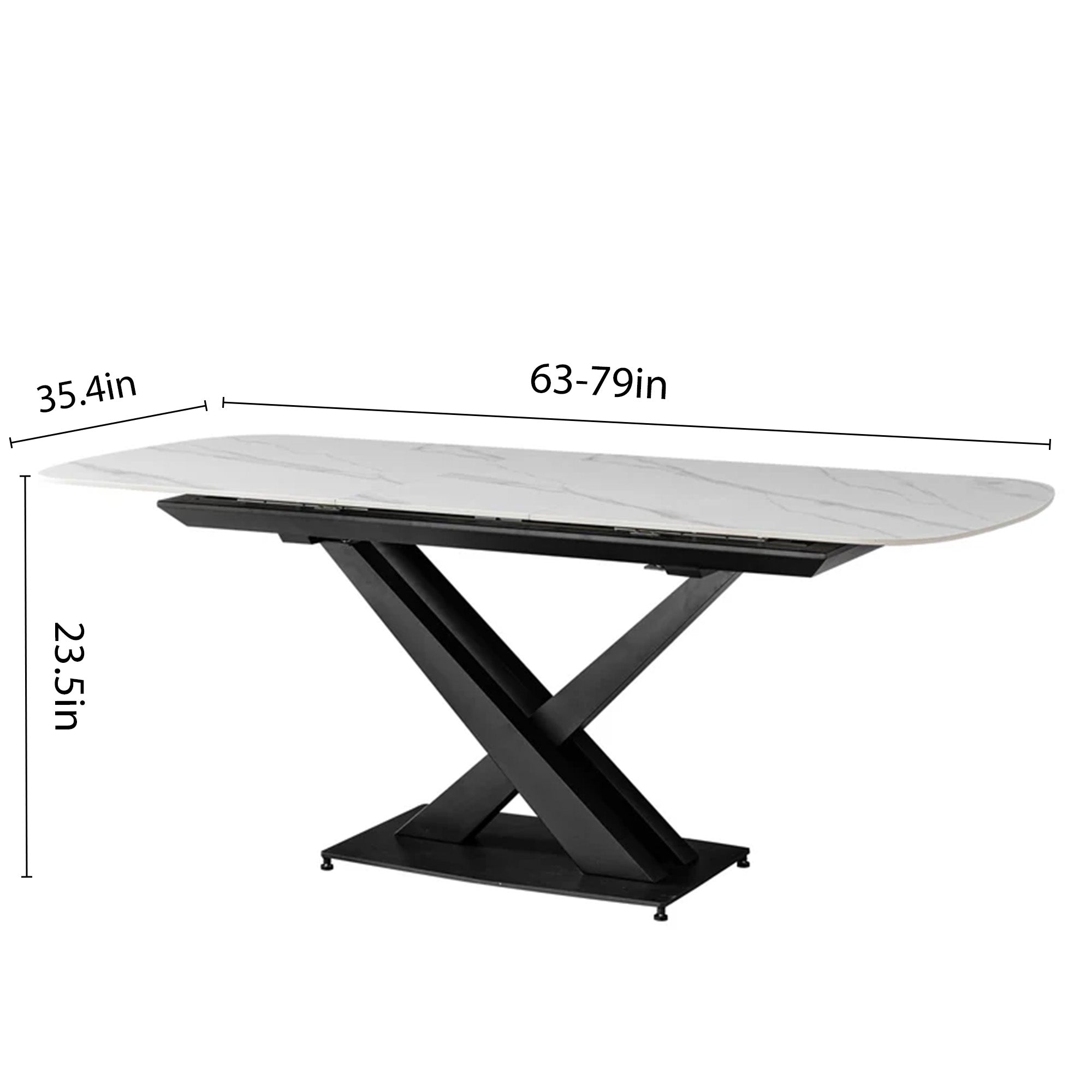 Extendable dining table with sintered stone top