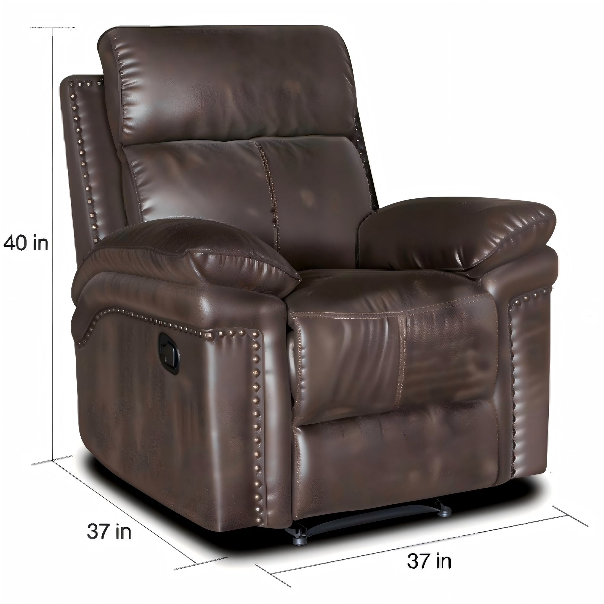 Bison Power Recliner & 1-Seater Sofa with Armrests and Storage, Breathable Leather, Home Theater Seating