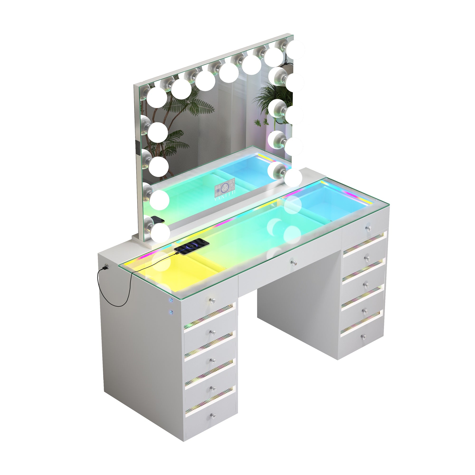 VANITII Fenair Vanity Desk with RGB light including Vanity Mirror