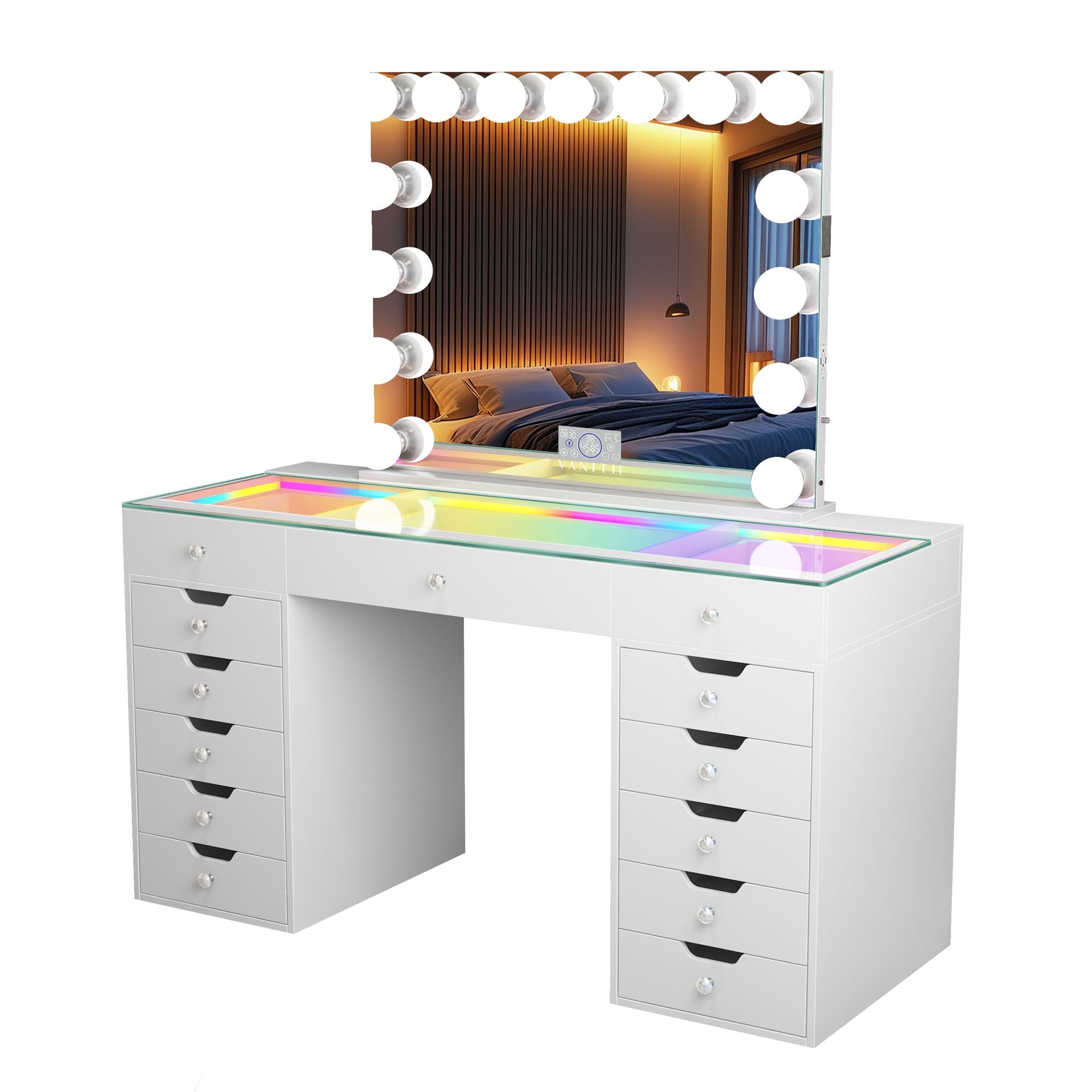 Eva-RGB Vanity Desk Set with Mirror