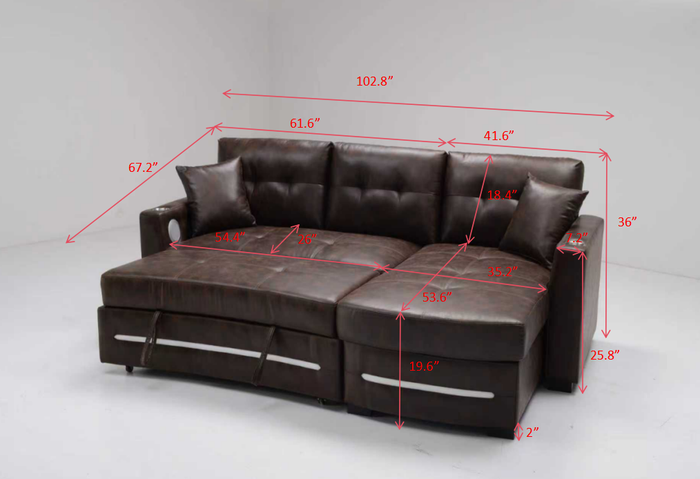 L-Shape sofa with storage and Pull-out bed-1369