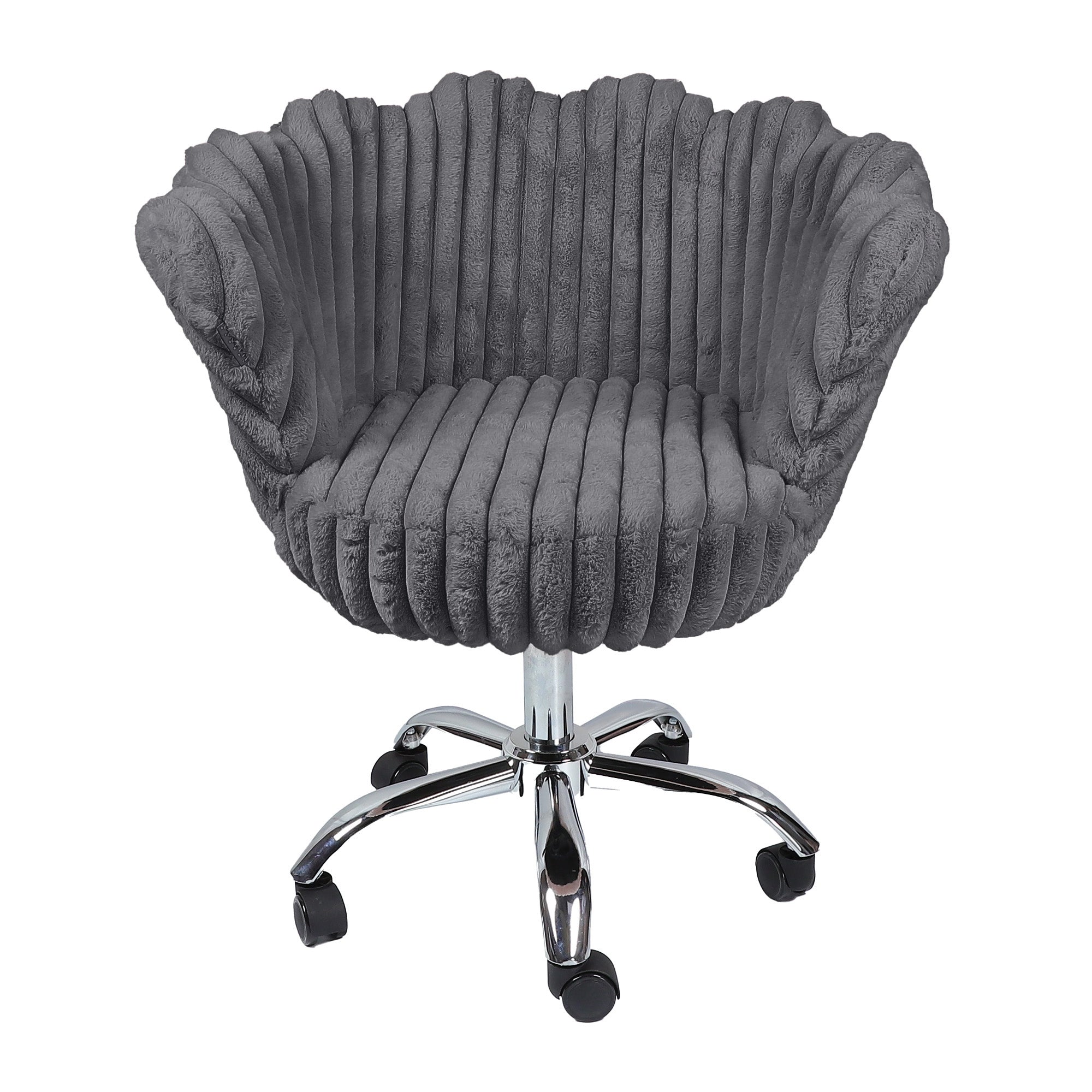 Anna Swivel Rabbit Fur Vanity Chair