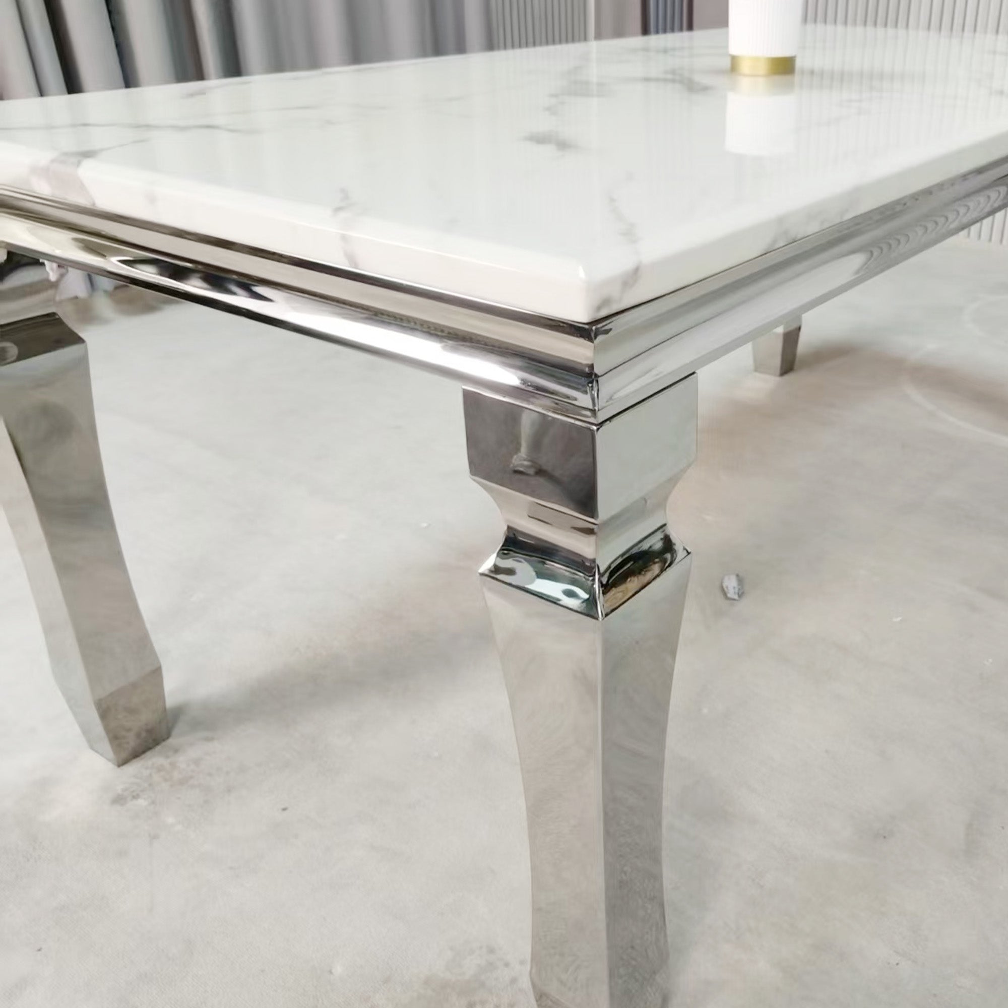 new marble table PX09 silver base with light grey marble