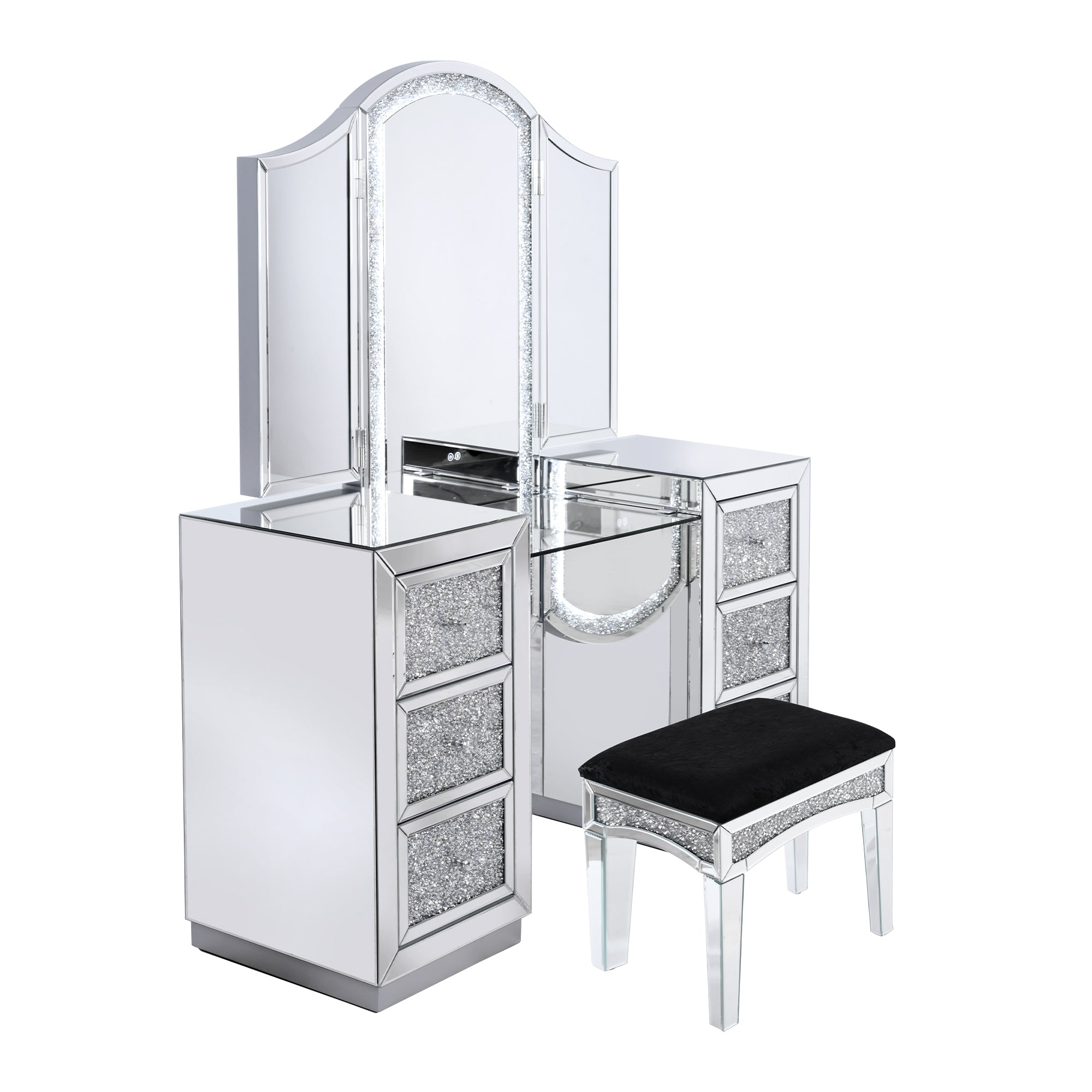 VANITII Mirrored Vanity With LED Lights