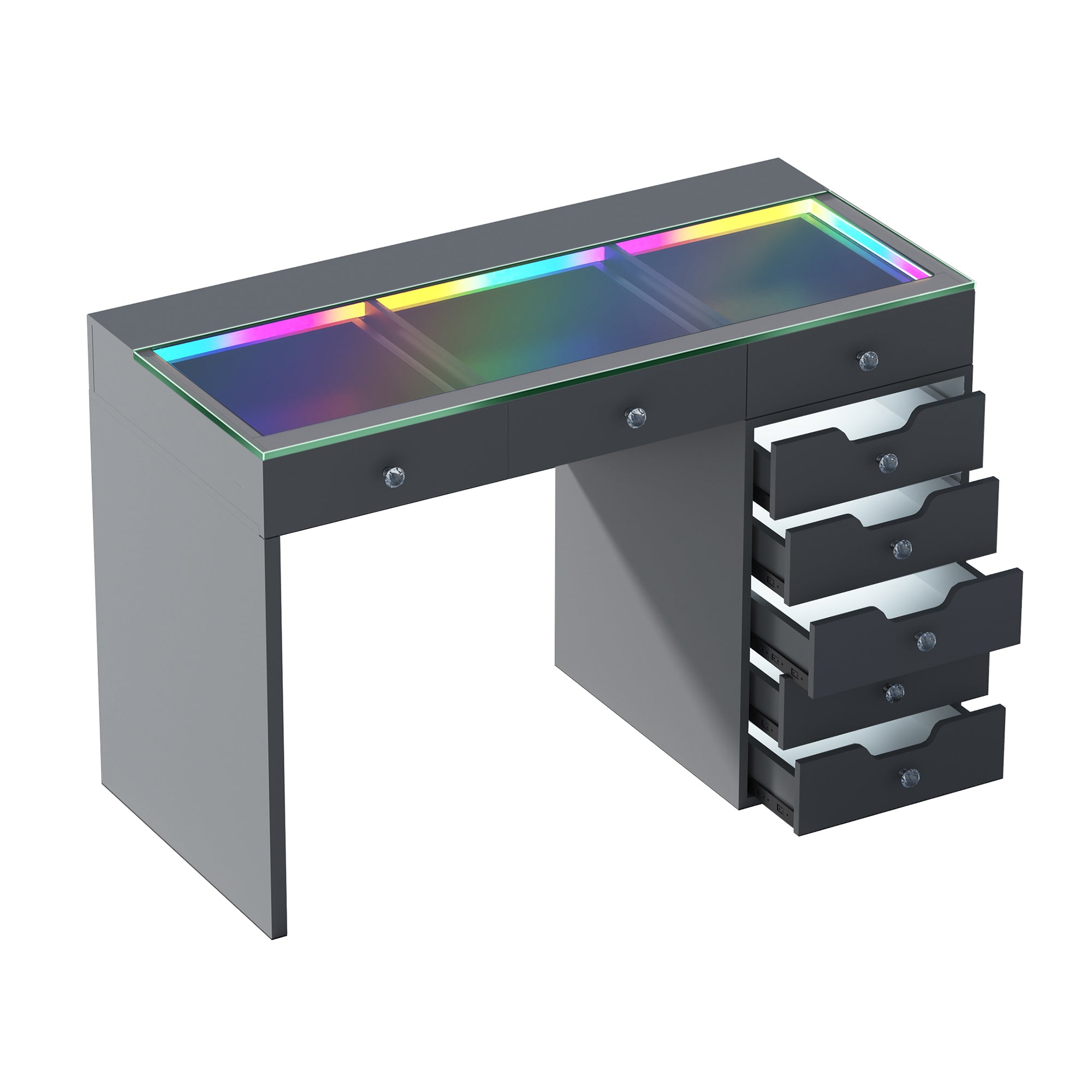 VANITII Diana RGB Vanity Desk with Light - 8 Storage Drawers