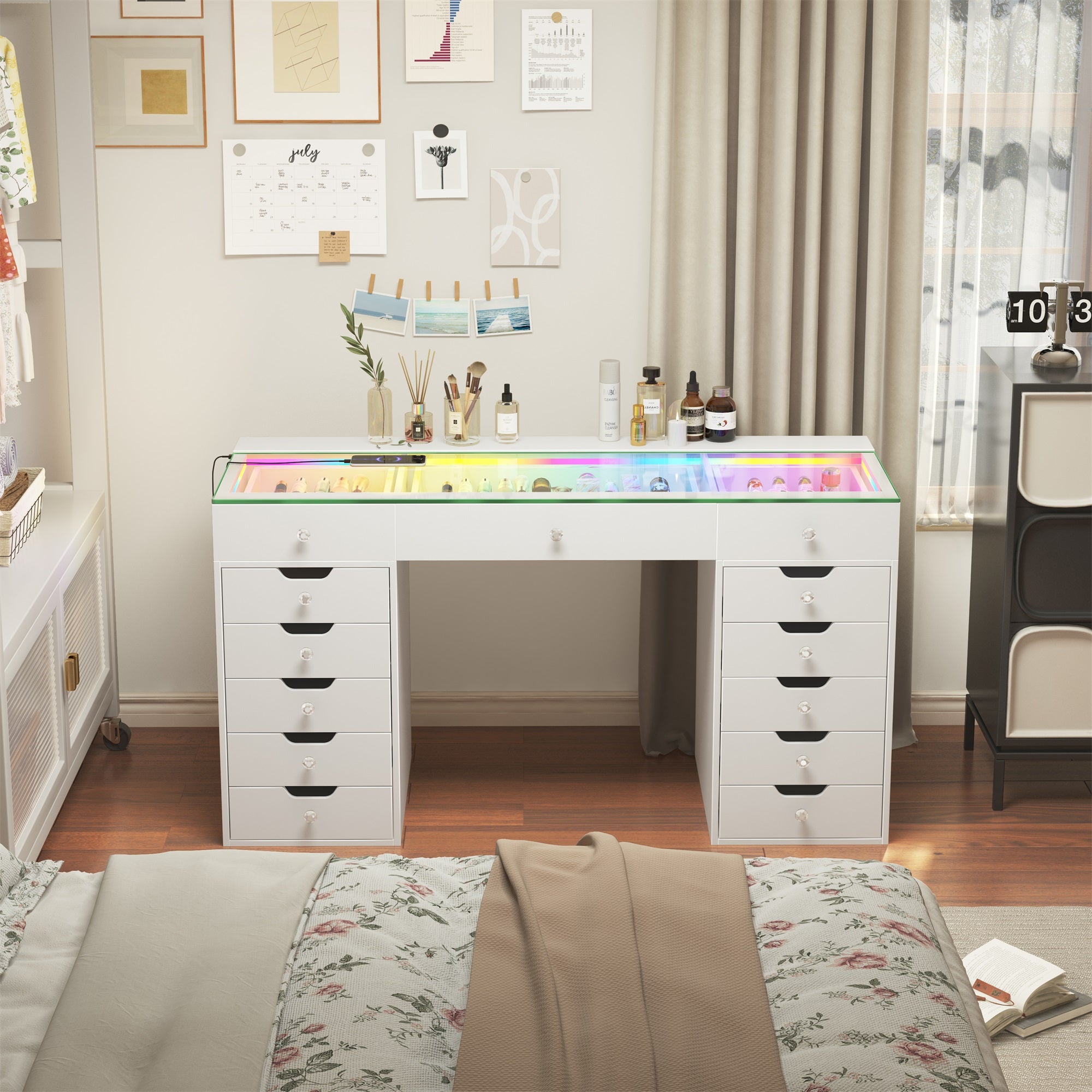 VANITII Eva-RGB Vanity Desk Pro - 13 Storage Drawers