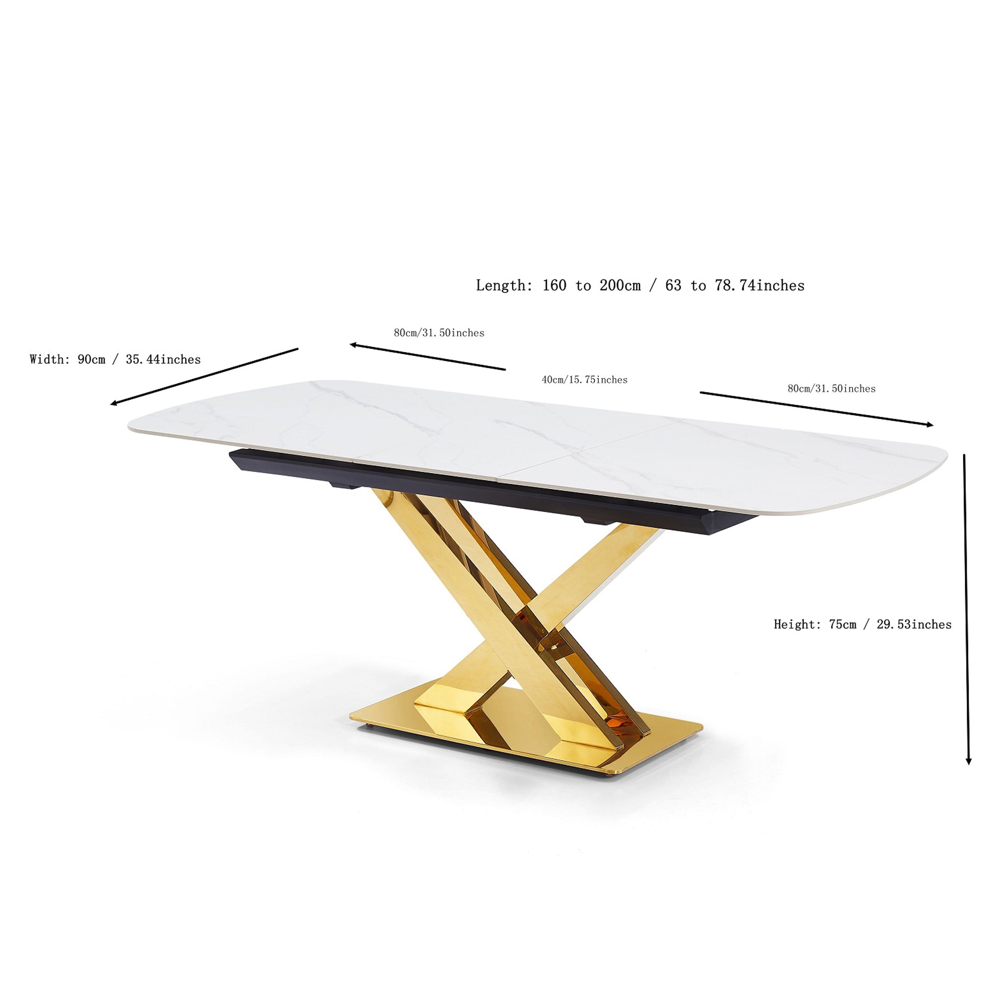 Gold Stainless Steel Base Extension Table