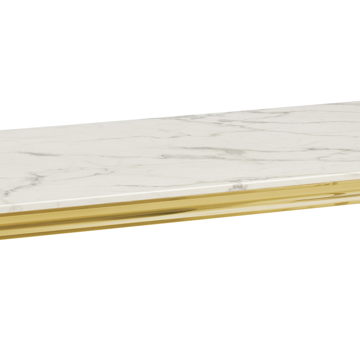 Gold Stainless Steel Marble Dining Table, Luxury Curved Leg Dining Room Table, 6 Seater Kitchen Dinner Table