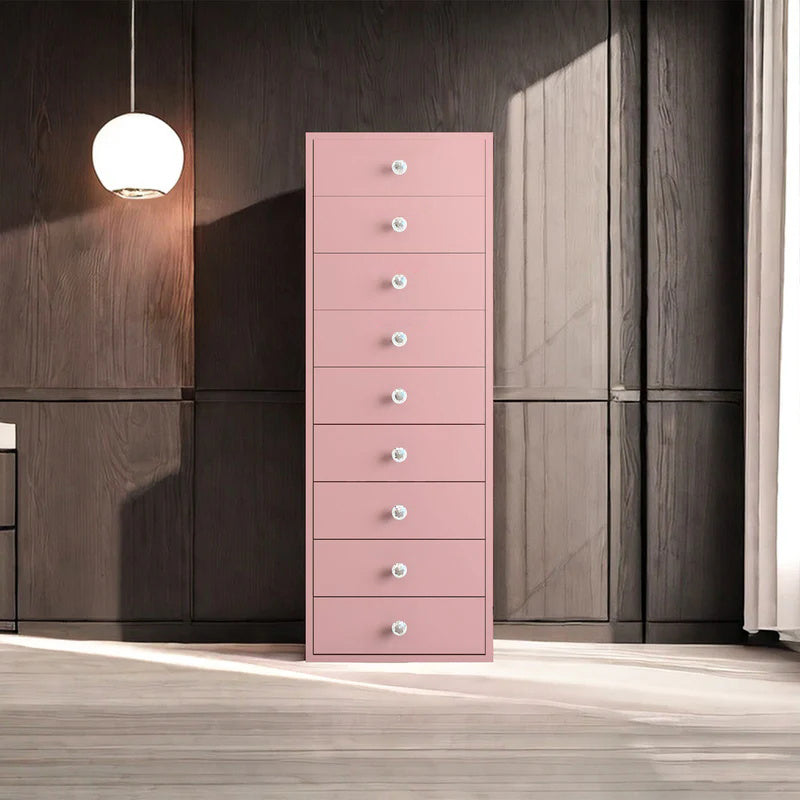 VANITII 9-Drawer Makeup Vanity Storage Unit-Pink