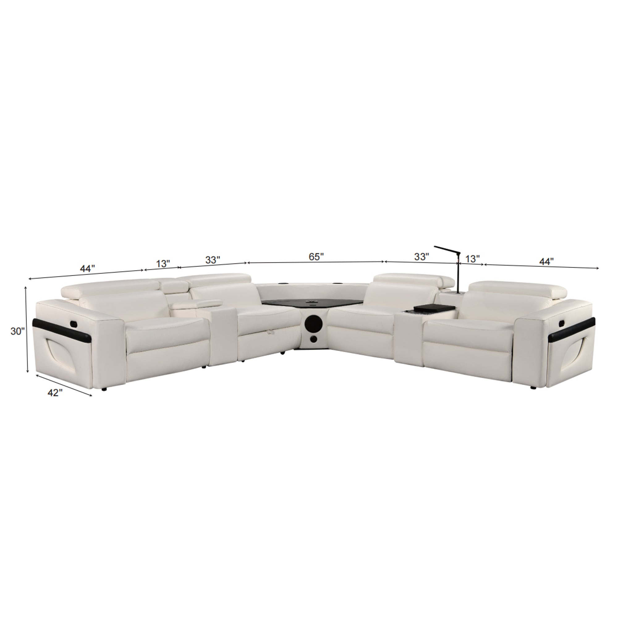 Power Recliner Air Leather Sectional MC3028A White
