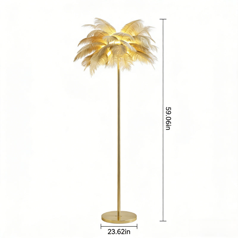 Nordic Ostrich Feather Floor Lamp, 3-Color LED, 110-265V, Romantic Luxury Light