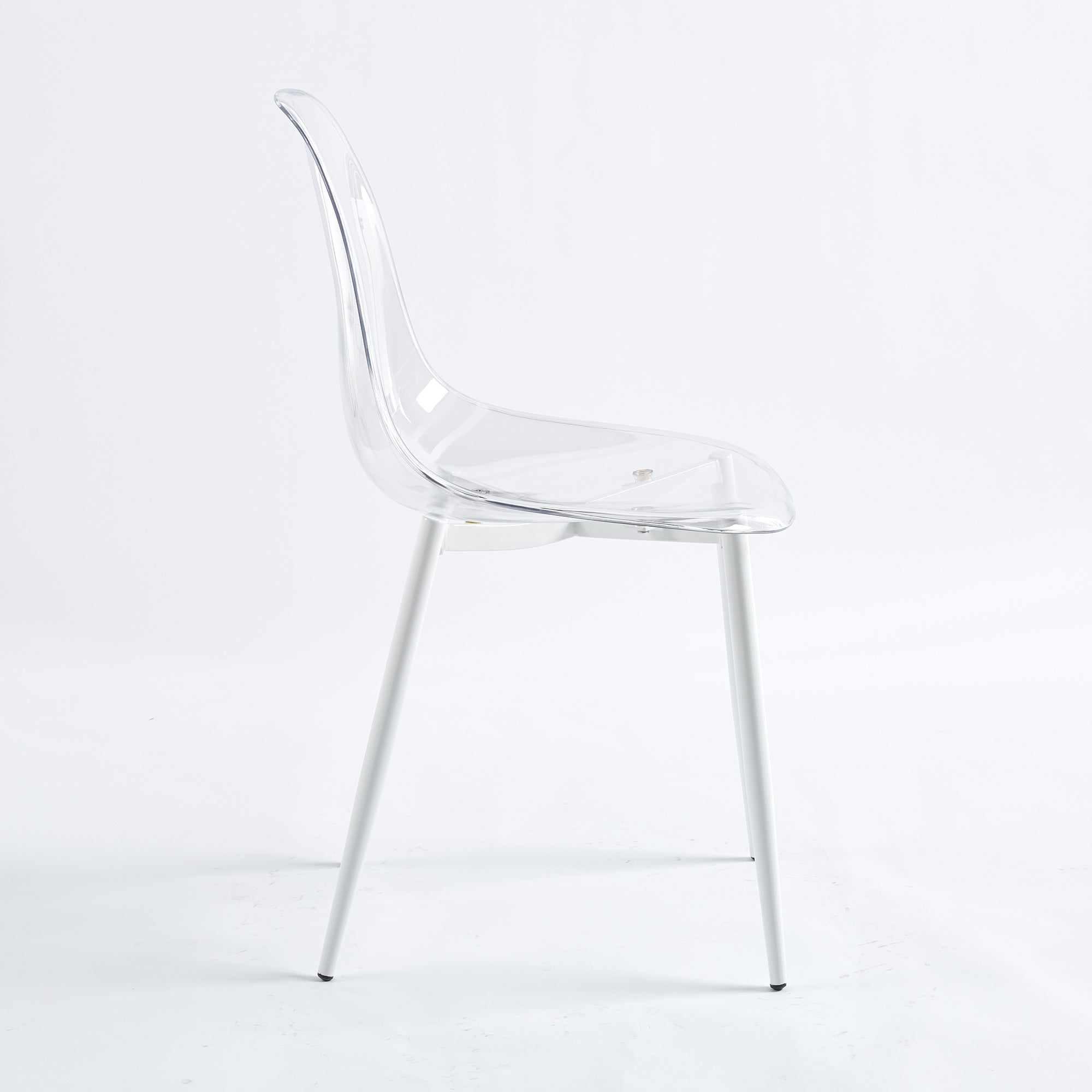 Clear Acrylic Accent Side Chairs w/ Metal Legs for Dining/Kitchen/Living Room