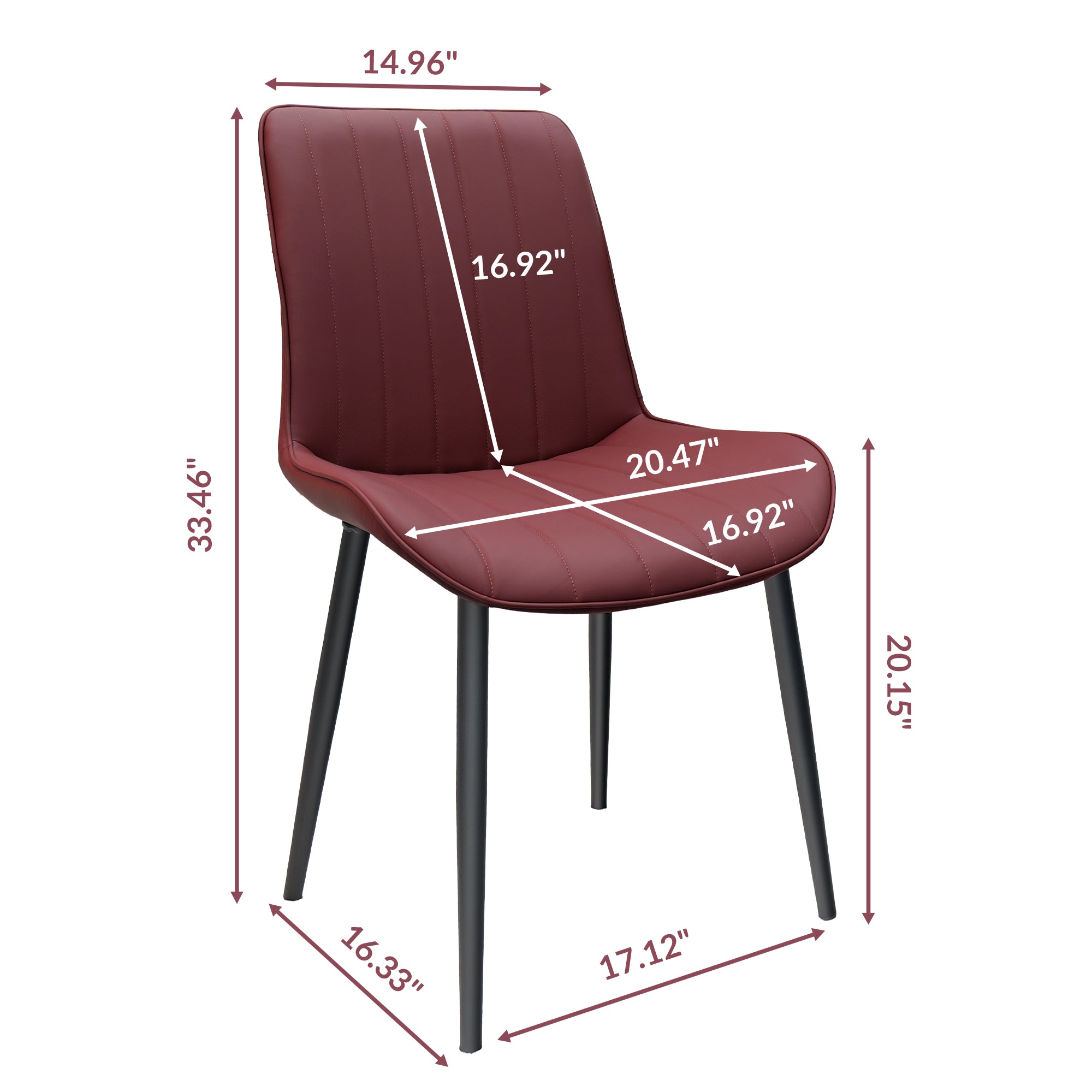 Ergonomic Design and Thick Sponge PU Leather Dining Chairs with Metal Legs