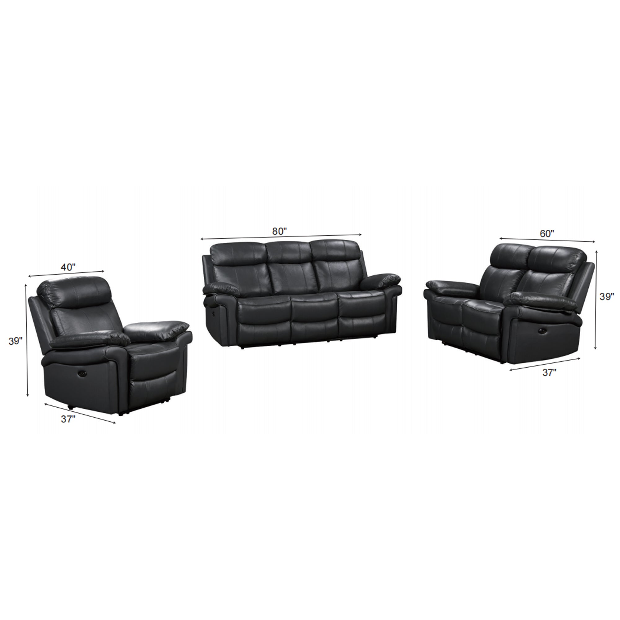 Power Recliner Sofa & Loveseat & Chair MR2573 Dark Blue