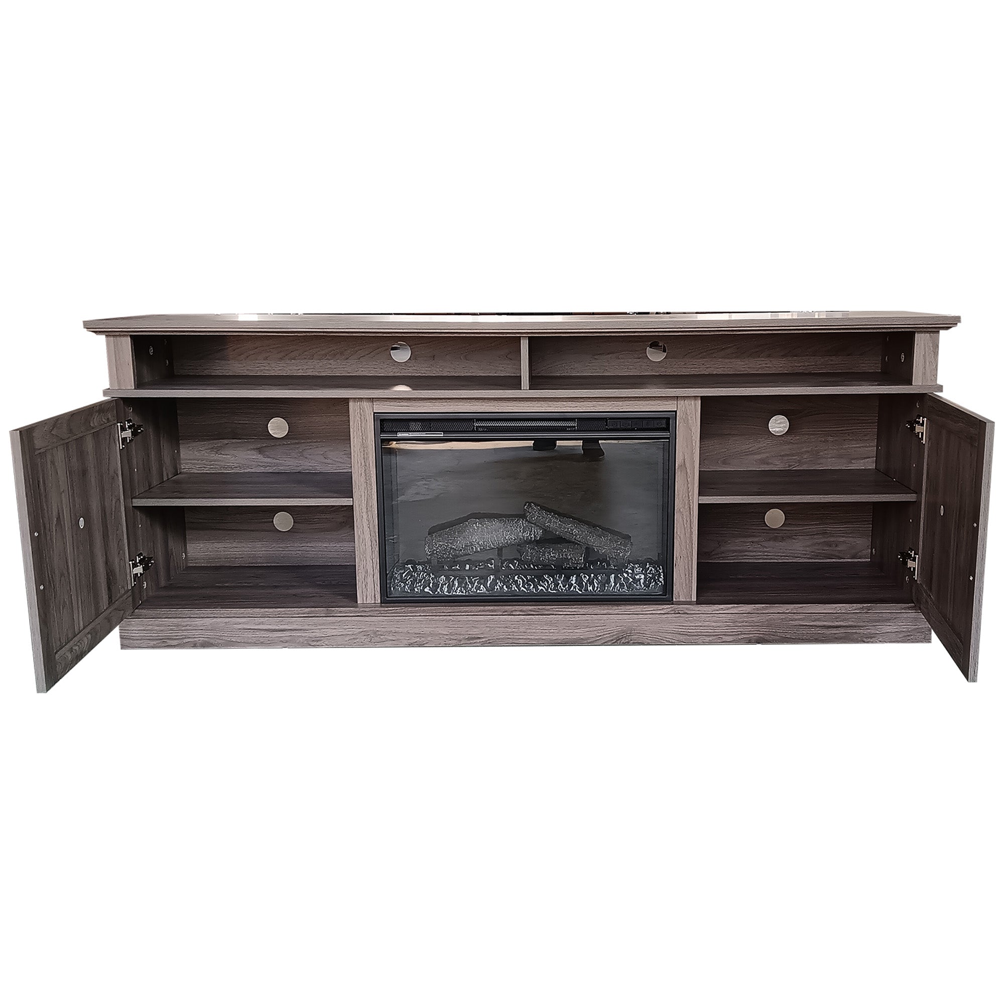 72" Light Grey Melamine Veneer Fireplace TV stand