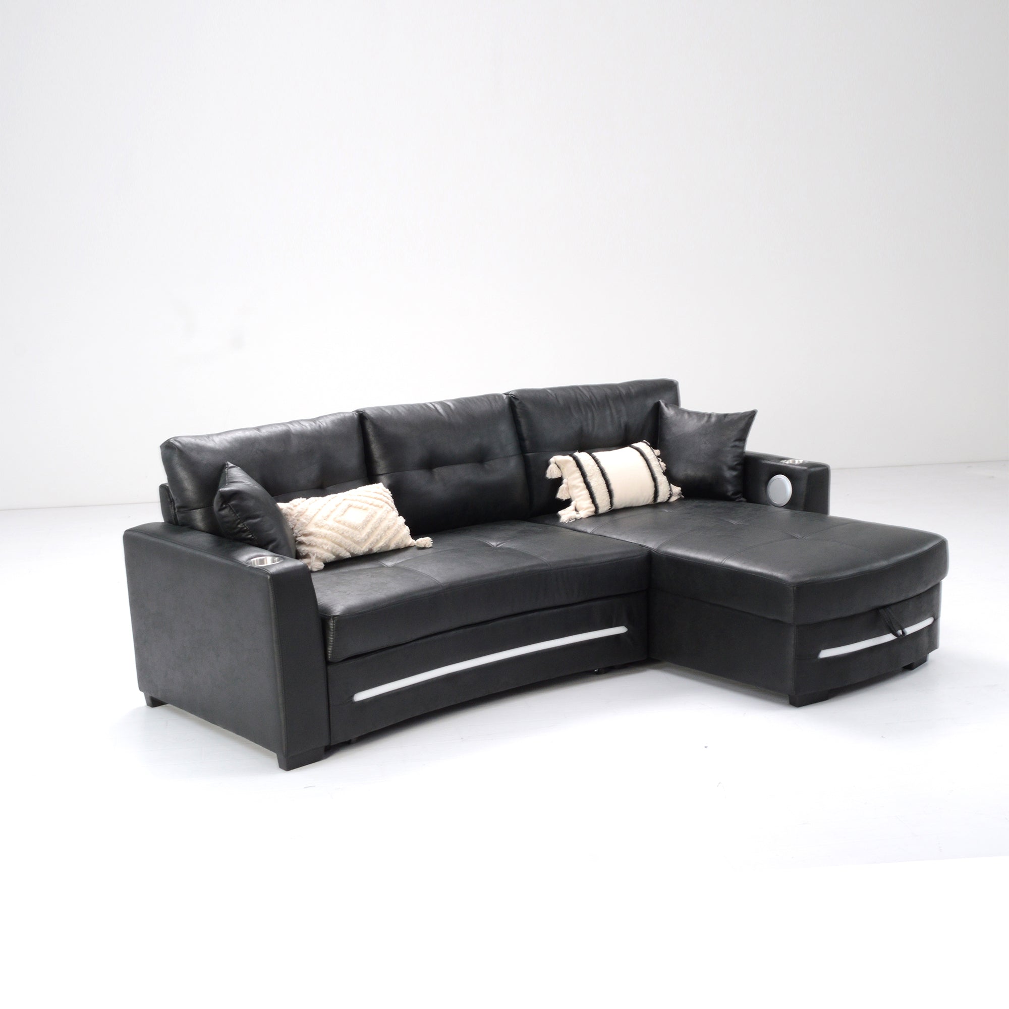 L-Shape sofa with storage and Pull-out bed-1369 R&L