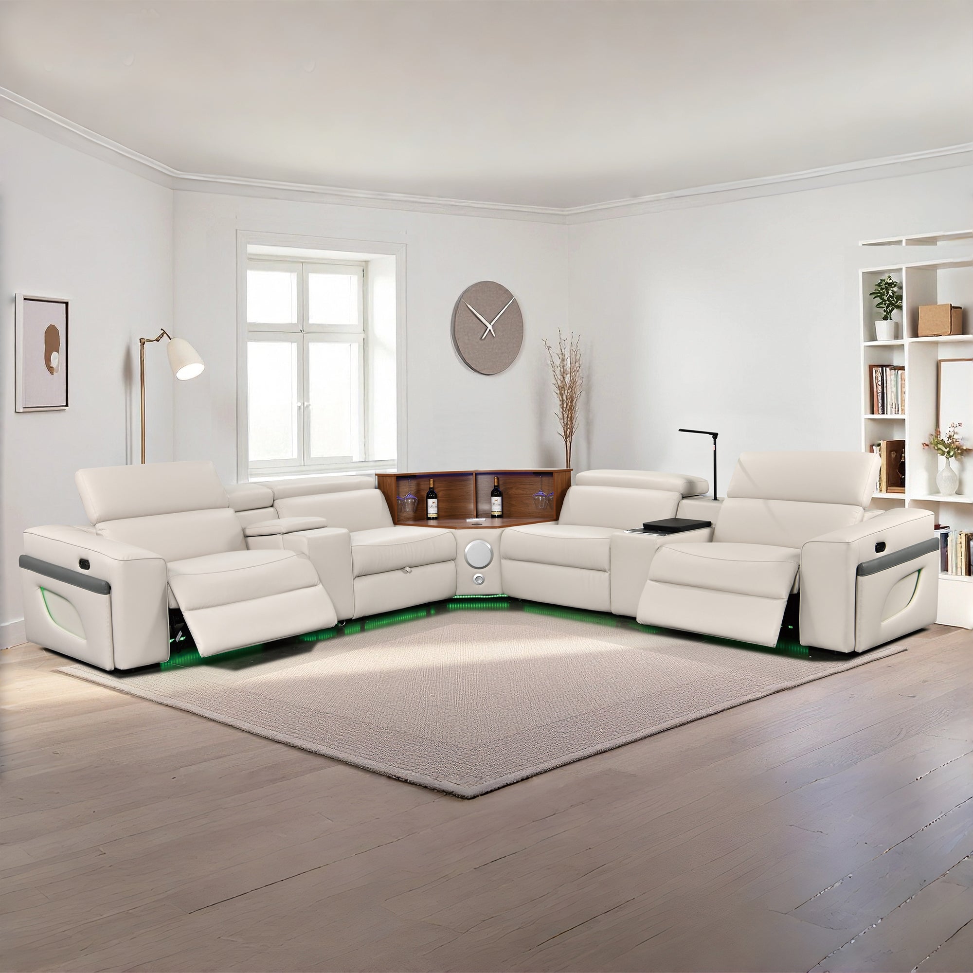 Power Recliner Air Leather Sectional MC3028A Beige