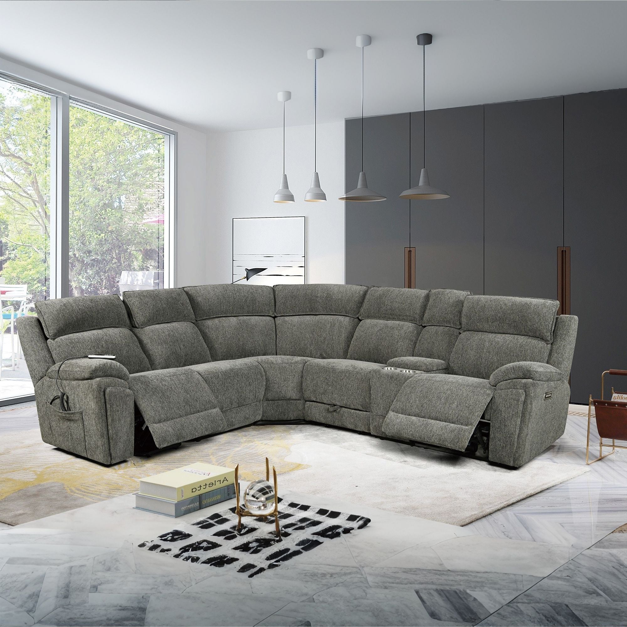 Power Recliner Sectional Fabric Sofa MC3020 Gray