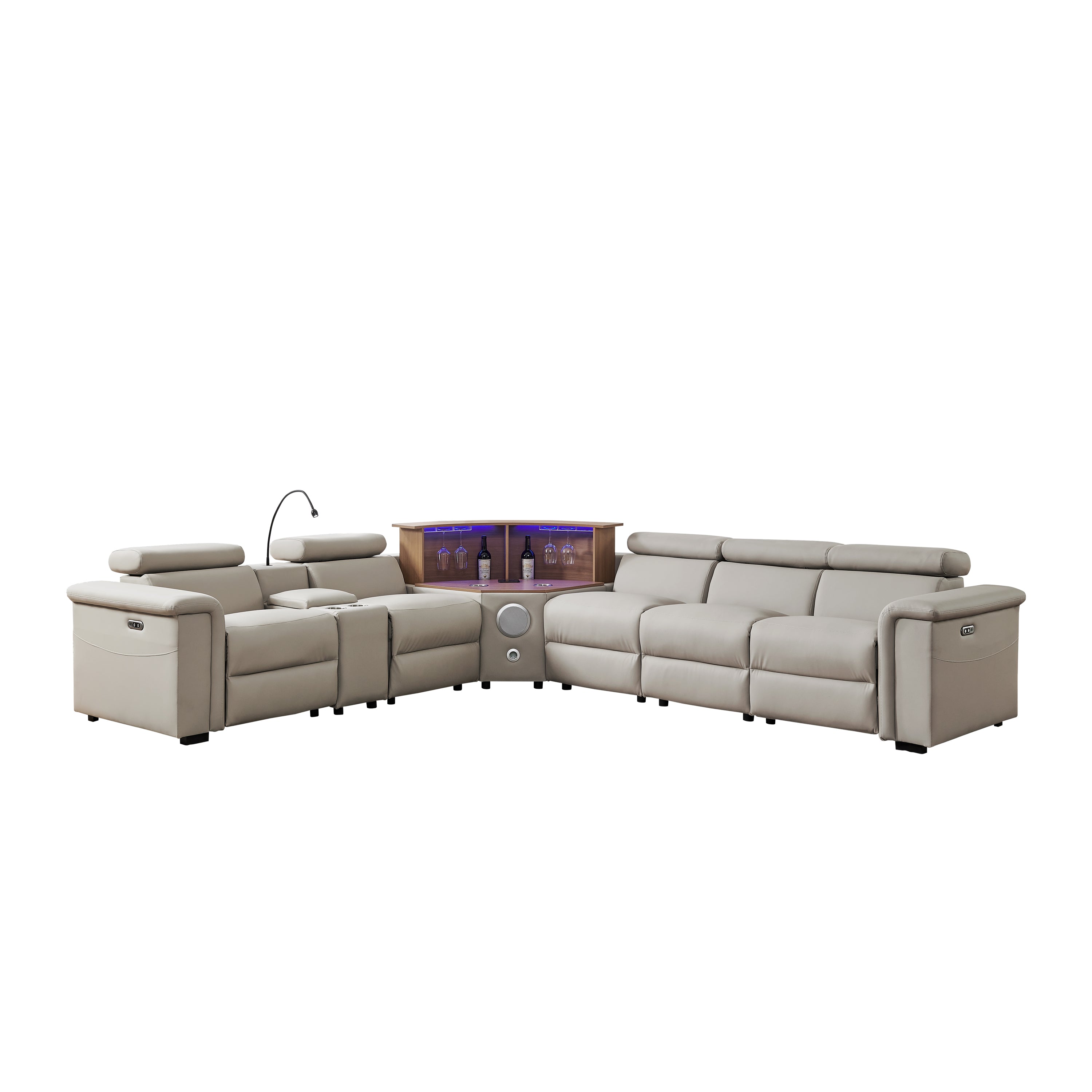 Luxury Leather Power Recliner with Rising Cabinet