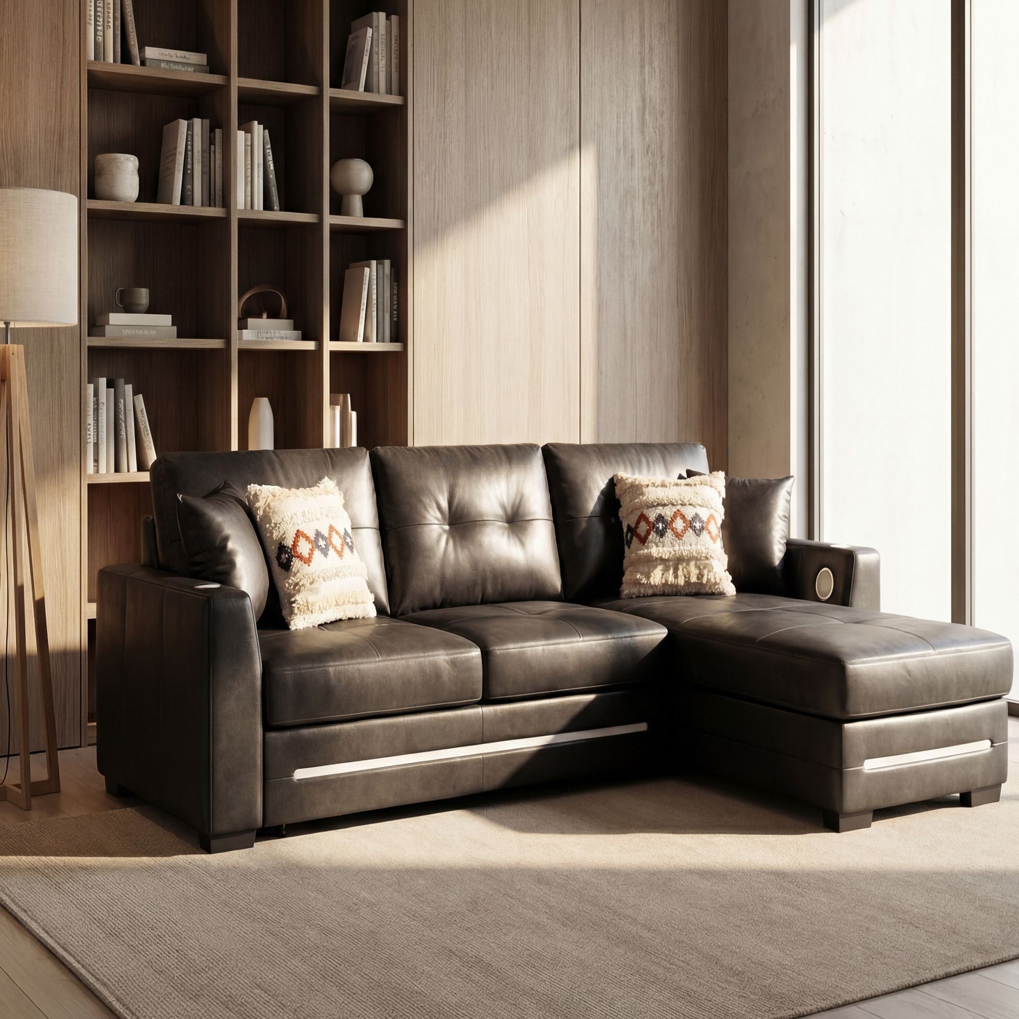 L-Shape sofa with storage and Pull-out bed-1369 R&L