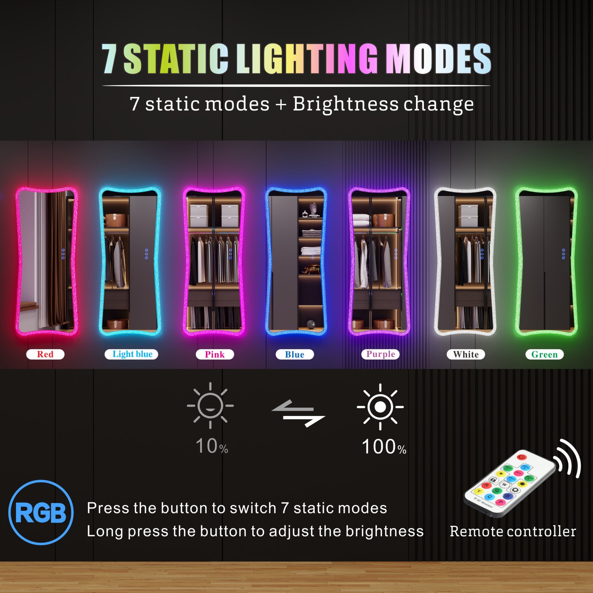 Full Length Dressing Mirror with 7 Dynamic Modes