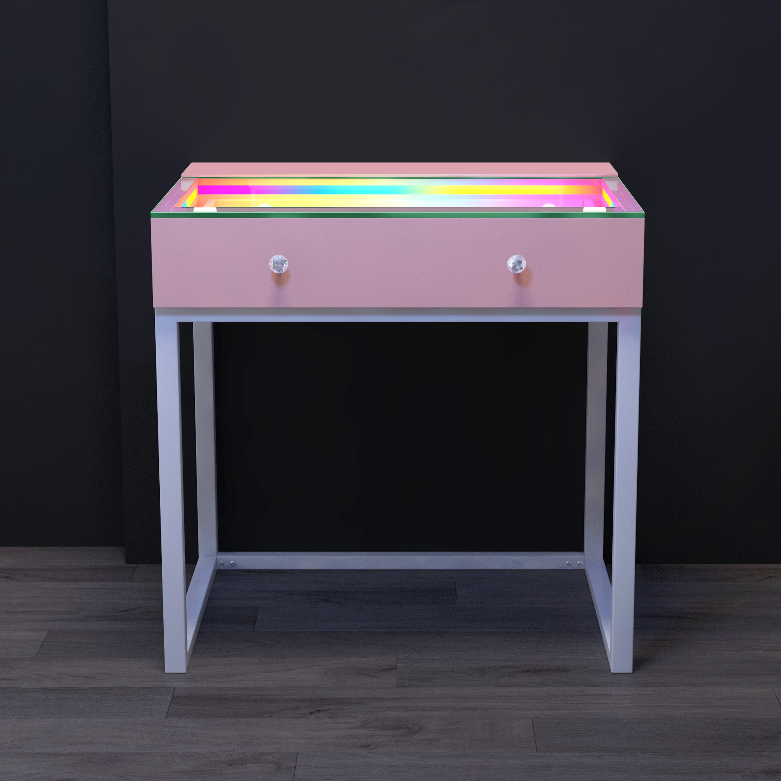 VANITII IVY Lighted Glass Vanity | Cosmetic Storage Table