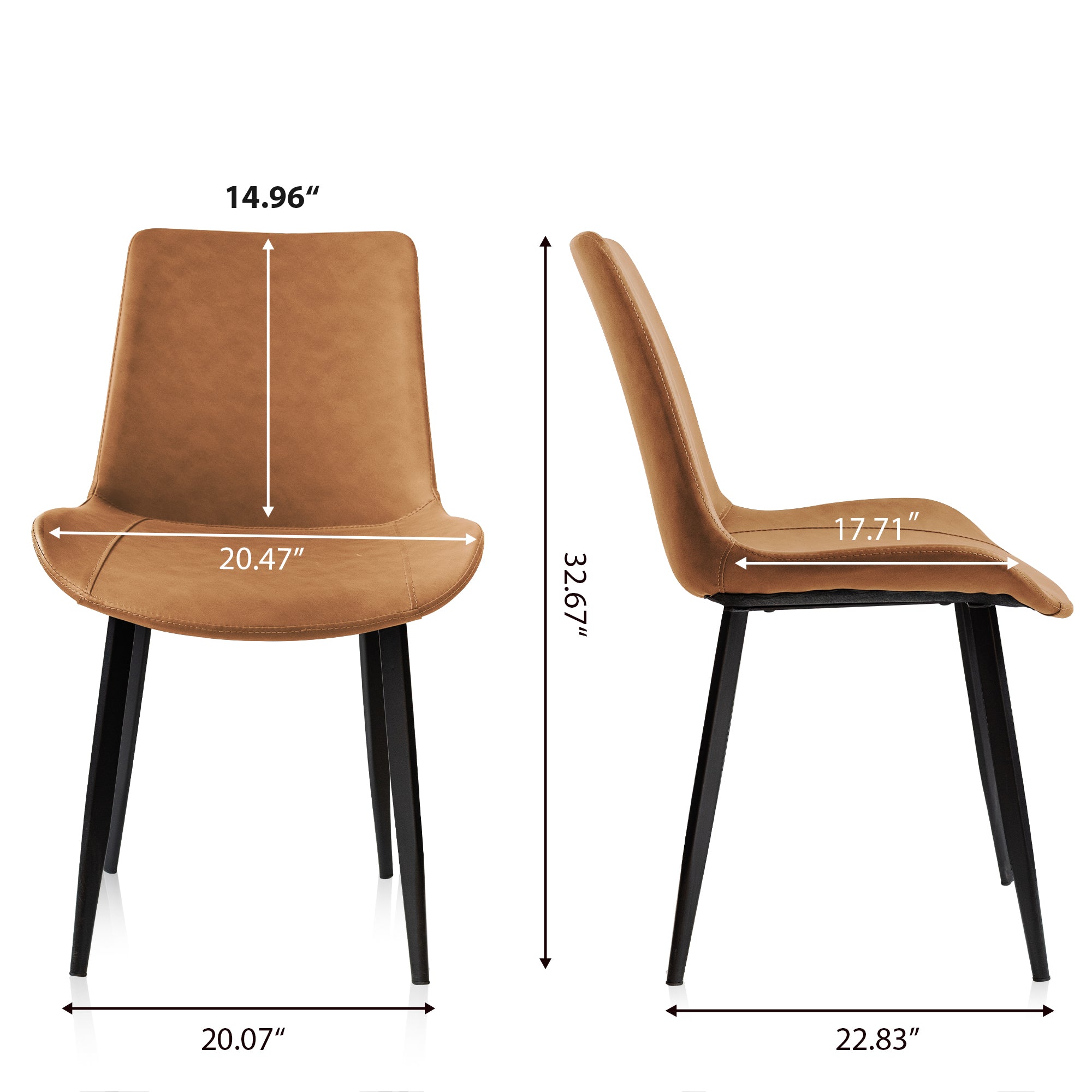 PU Leather Dining Chair with Metal Legs