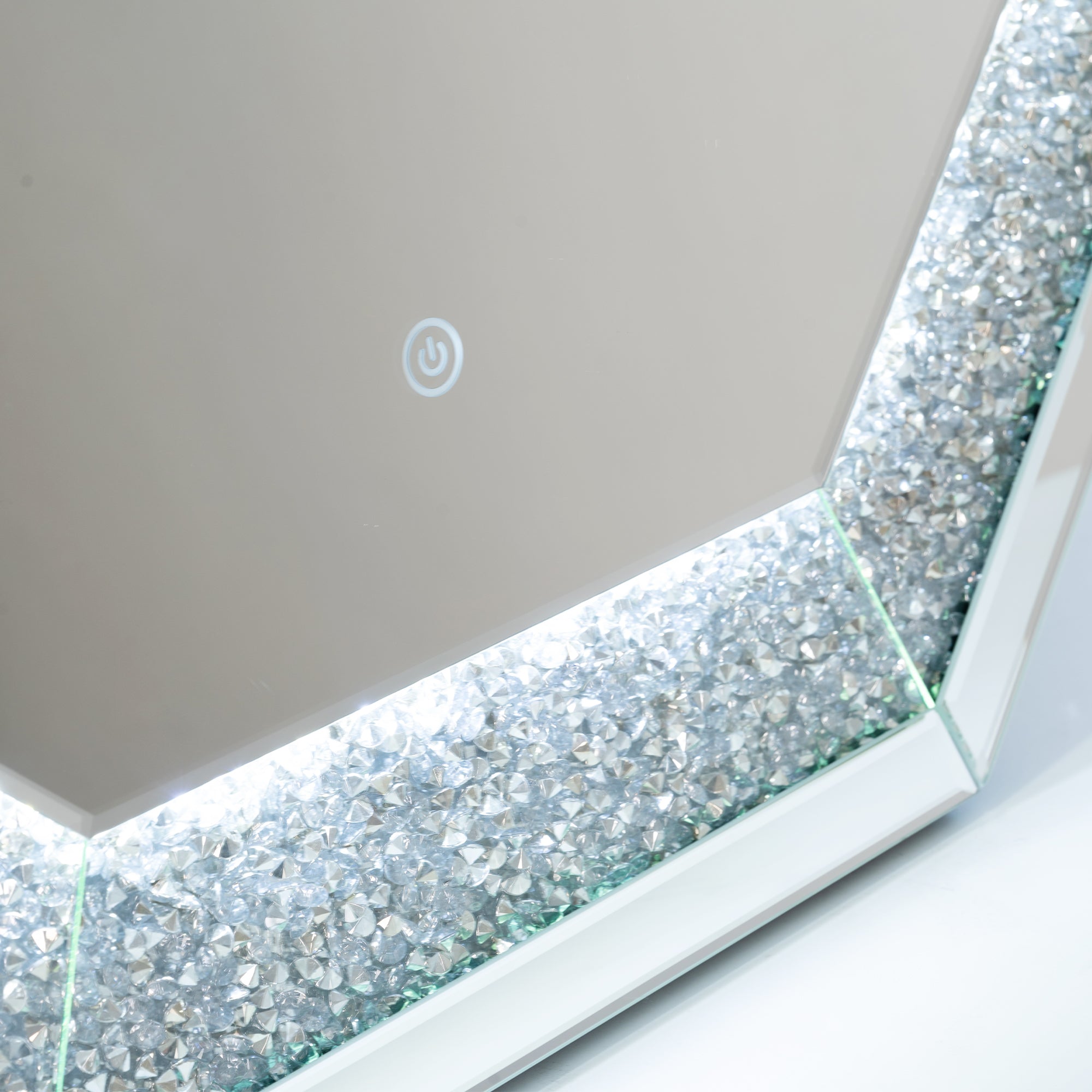 VANITII Crushed Diamonds LED Mirrored Console Table