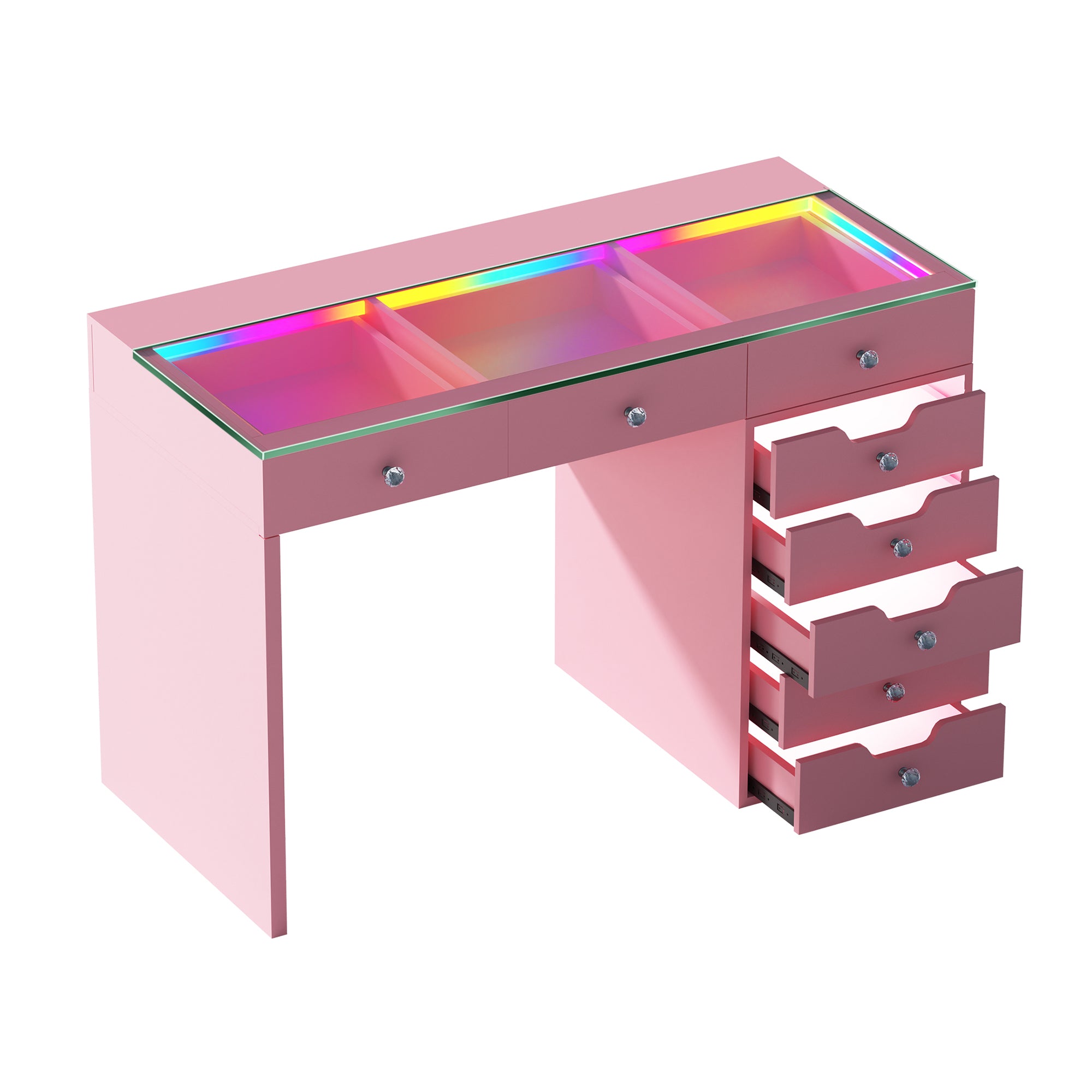 VANITII Diana RGB Vanity Desk with Light - 8 Storage Drawers