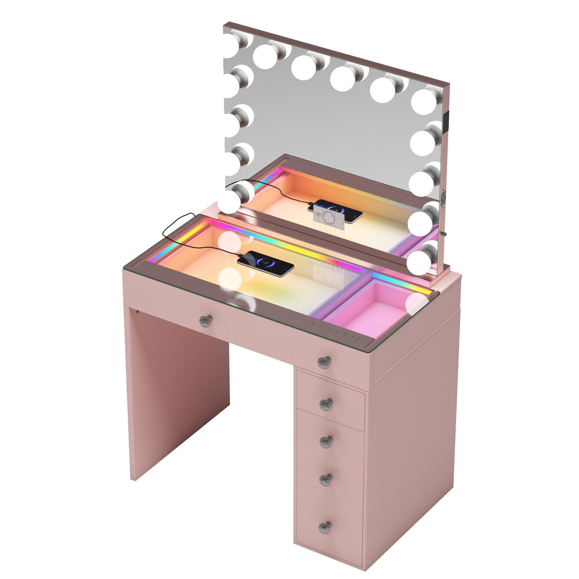 VANITII Mini Diana Vanity Set -6 Storage Drawers with Mirror