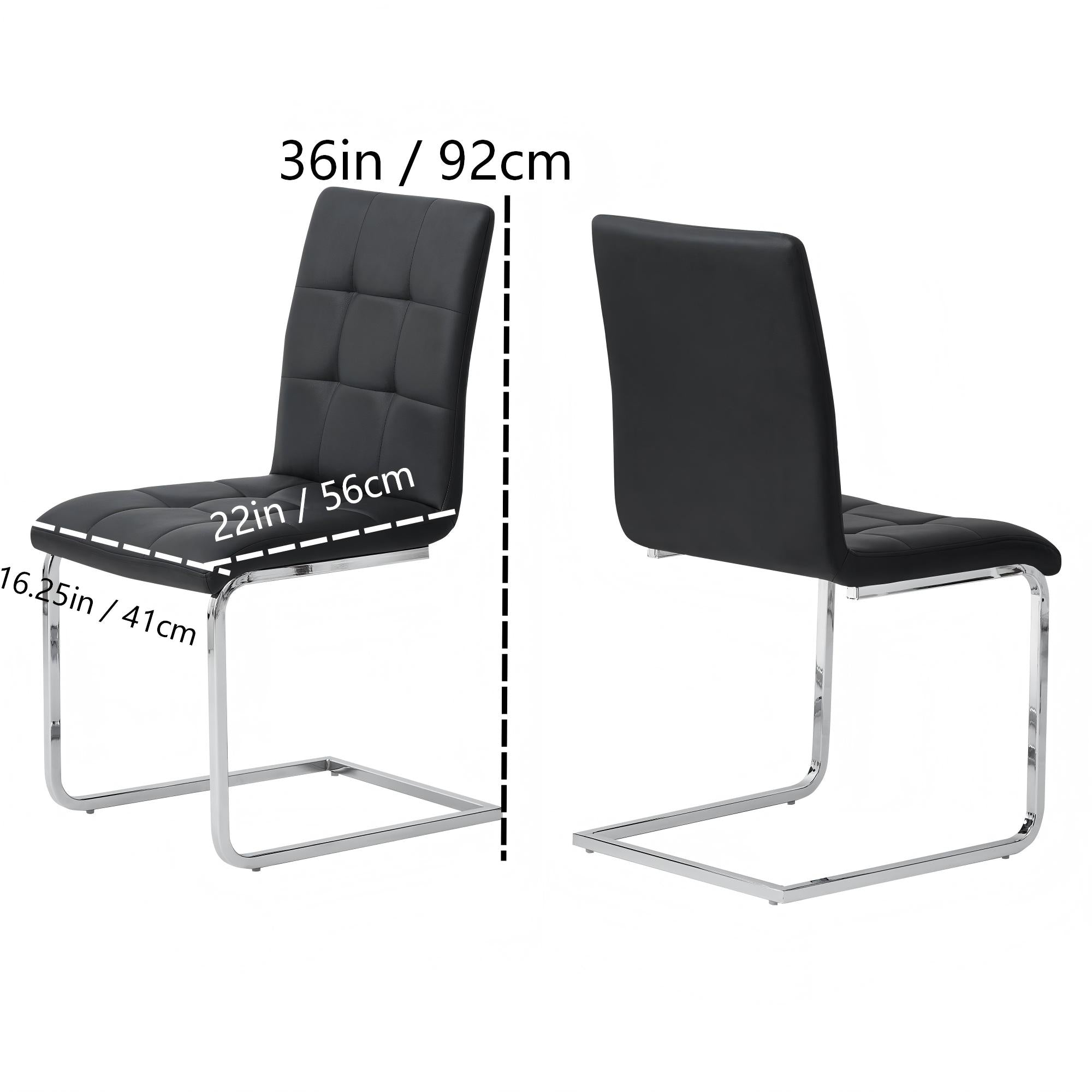 Glass Top 5-Piece Dining Set with Black Chairs-2PCS/CTN
