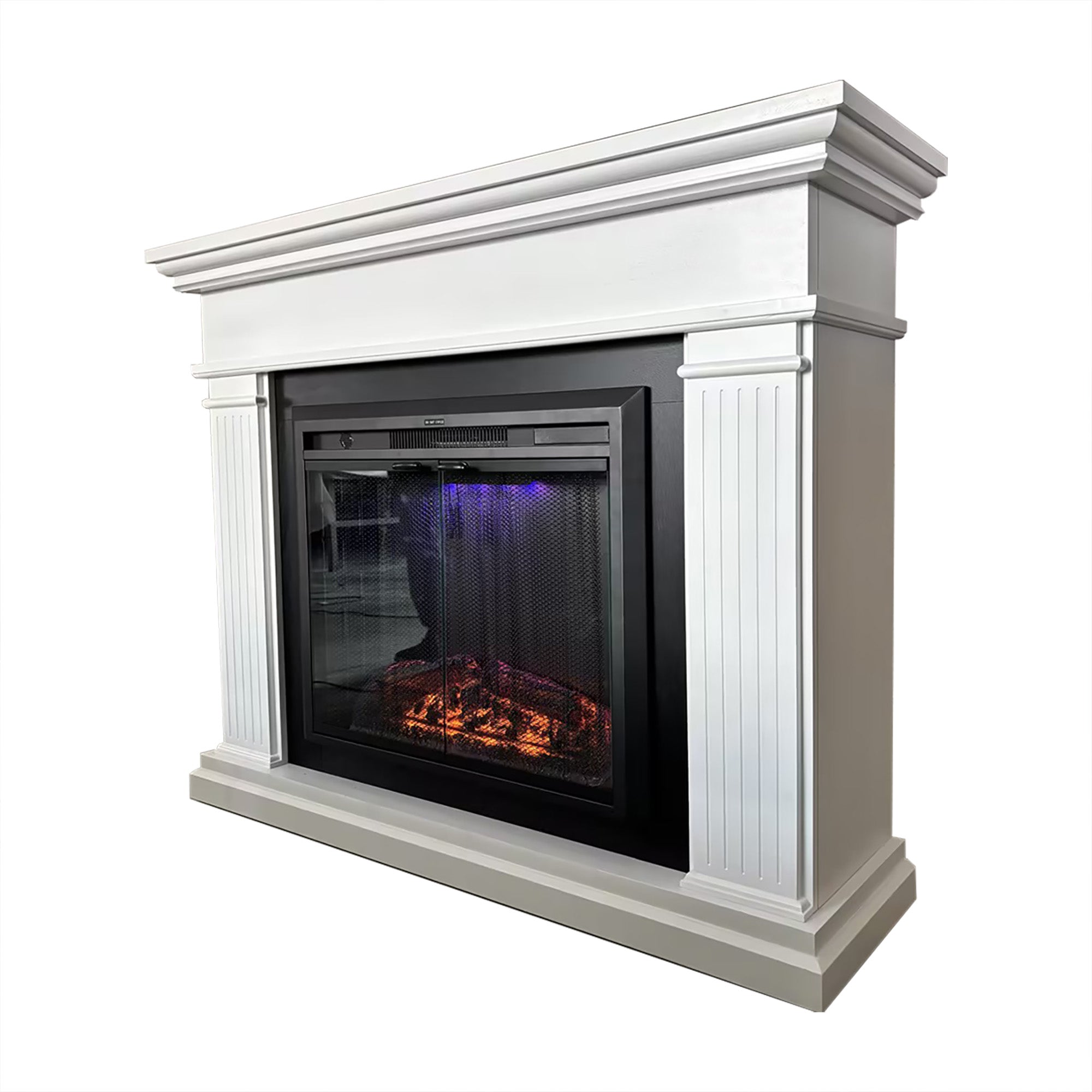 White Okoume Veneer Fireplace TV Stand