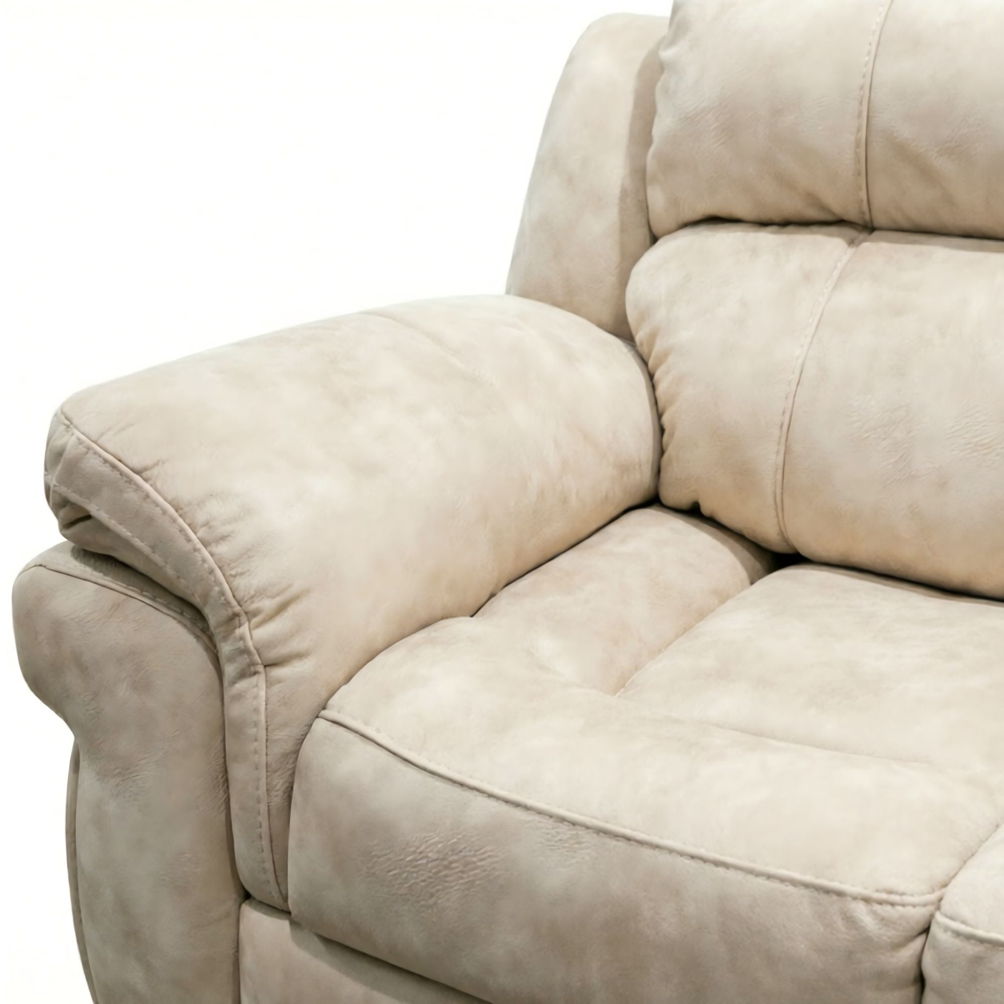 Cream Fabric Recliner Chair, Oversized Comfortable Reclining Sofa with Nailhead Trim for Living Room. 3PP