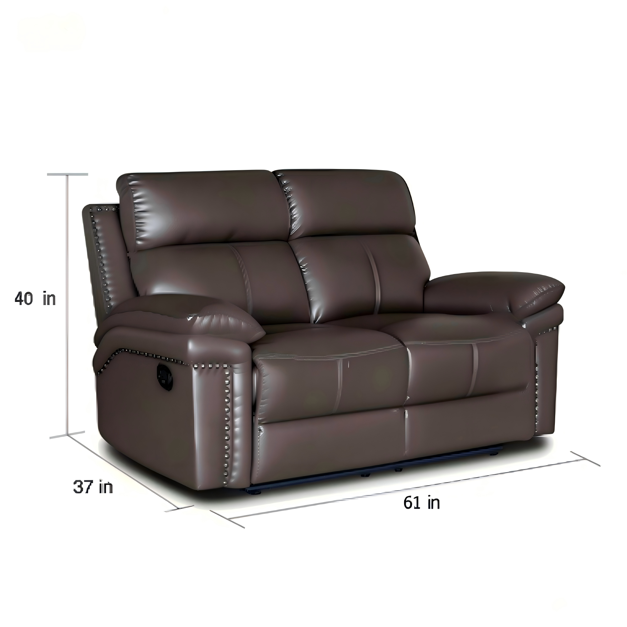 Bison Power Recliner & 2-Seater Sofa with Armrests and Storage, Breathable Leather, Home Theater Seating