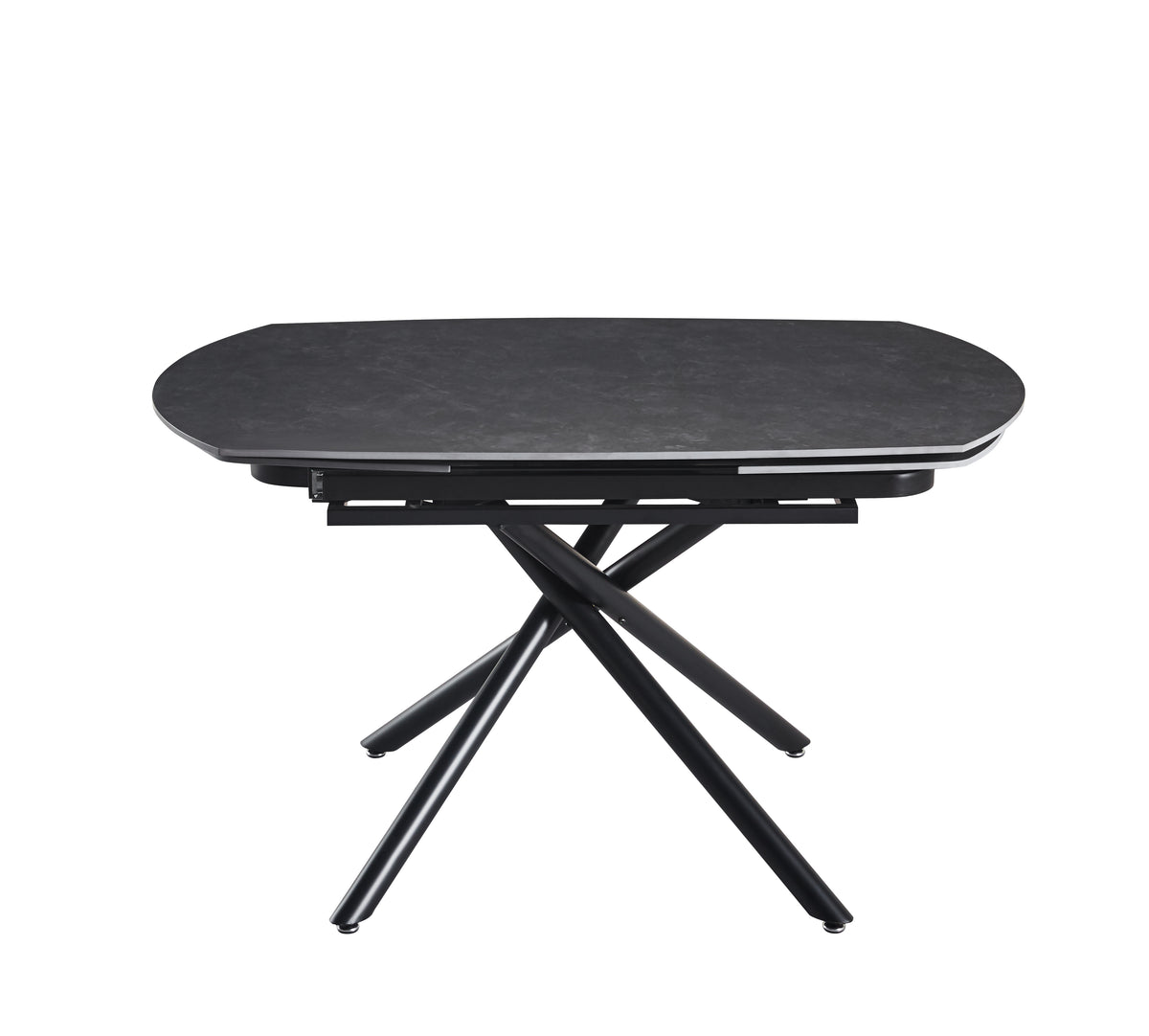 Extendable Ceramic Top Dining Table with Metal Legs (55.12 / 78.74 × 35.43 × 29.53)